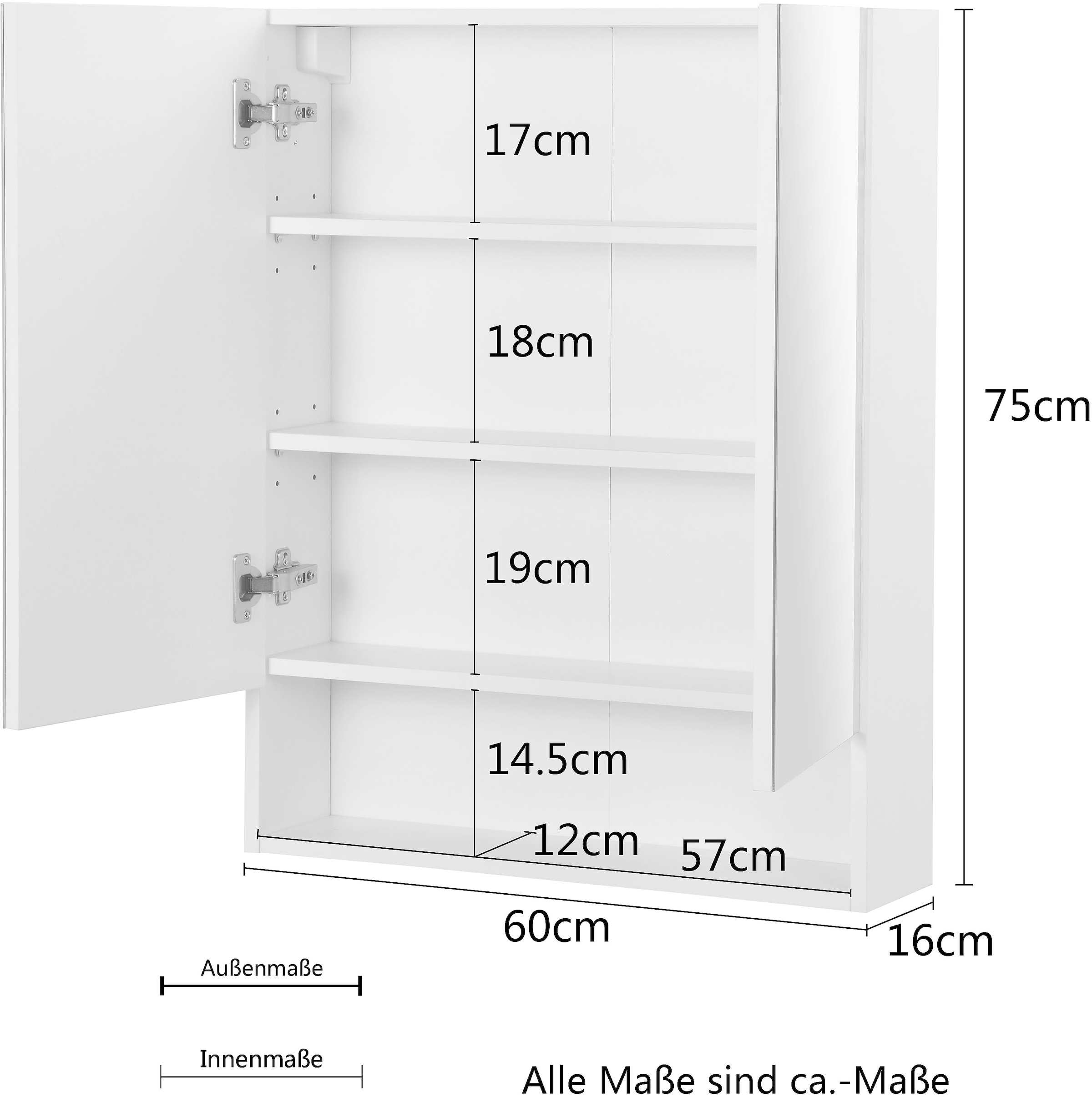 welltime Spiegelschrank »Florenz«, 2 Türen