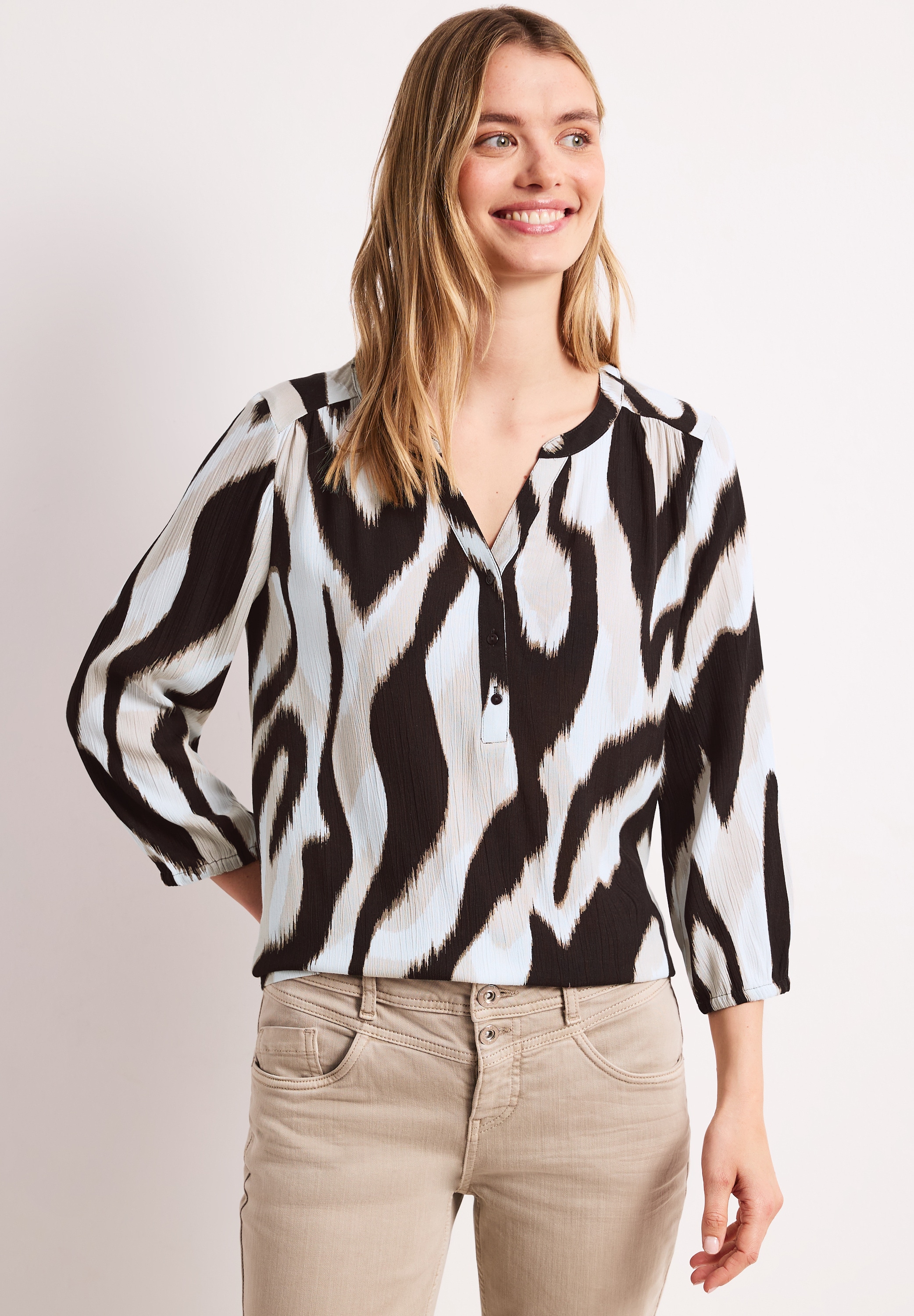 STREET ONE 3/4-Arm-Shirt mit Strukturmix