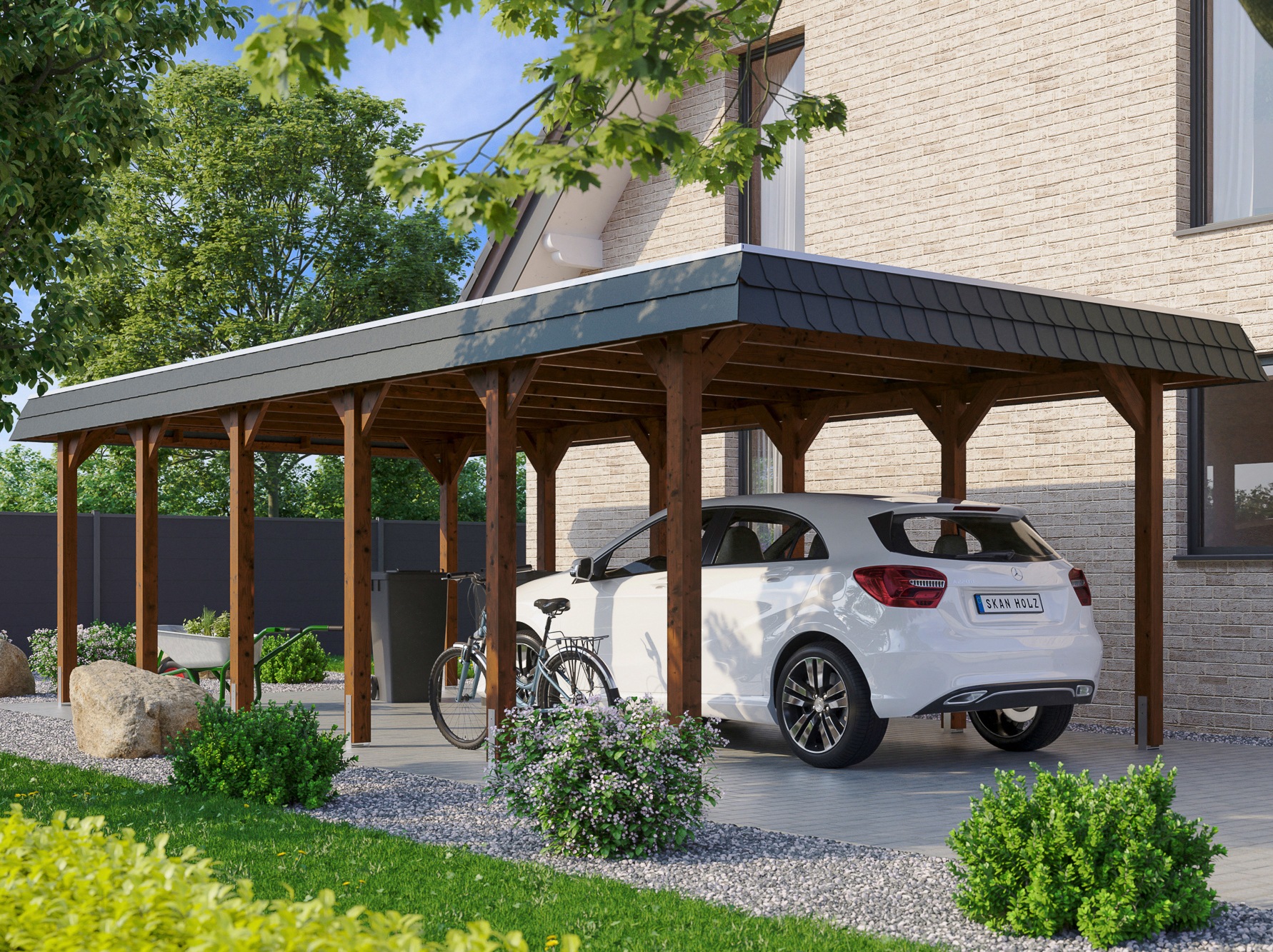 Einzelcarport SKANHOLZ, braun, Carports, "Spreewald"