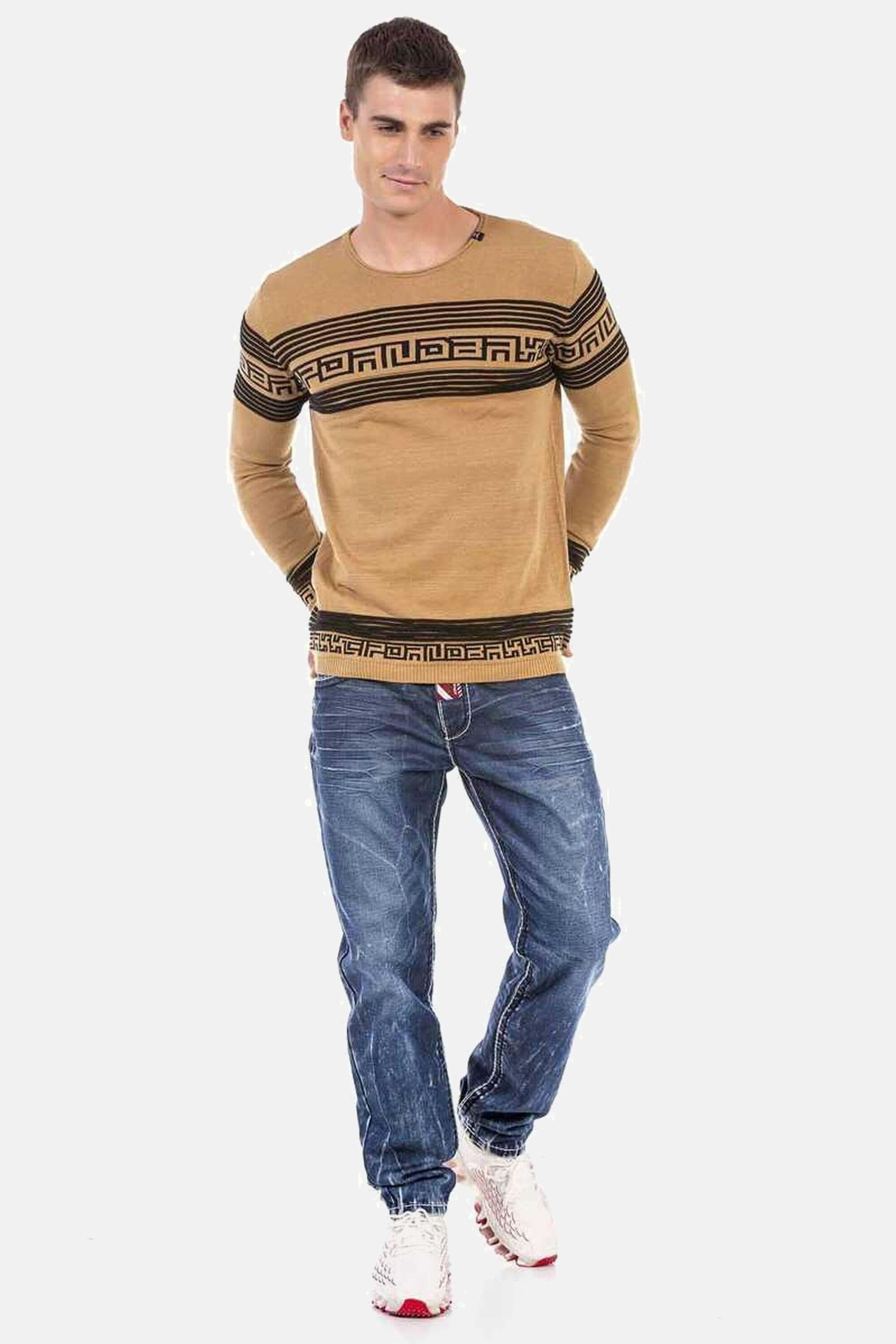 Cipo & Baxx Rundhalspullover »Pullover«, in Streifenoptik, CP243