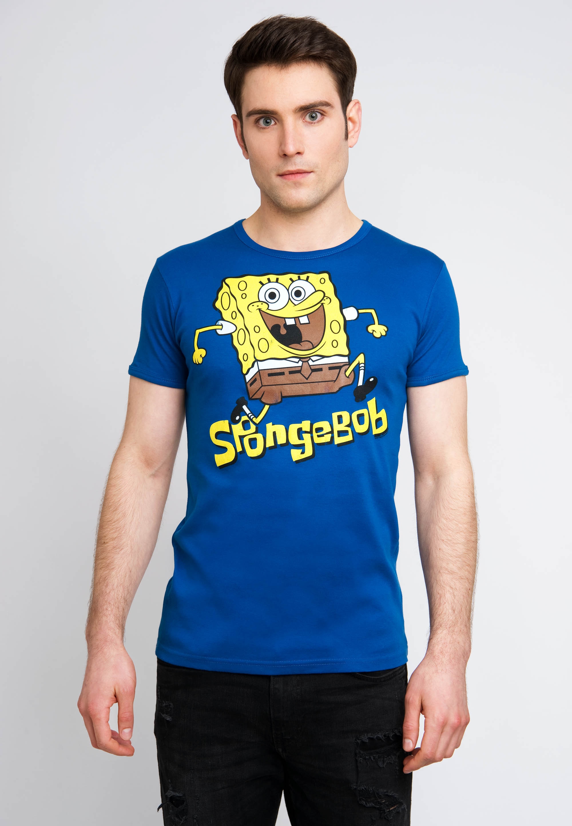 LOGOSHIRT T-Shirt »Spongebob - Jumping«, mit Spongebob-Print und kurzen Ärmeln