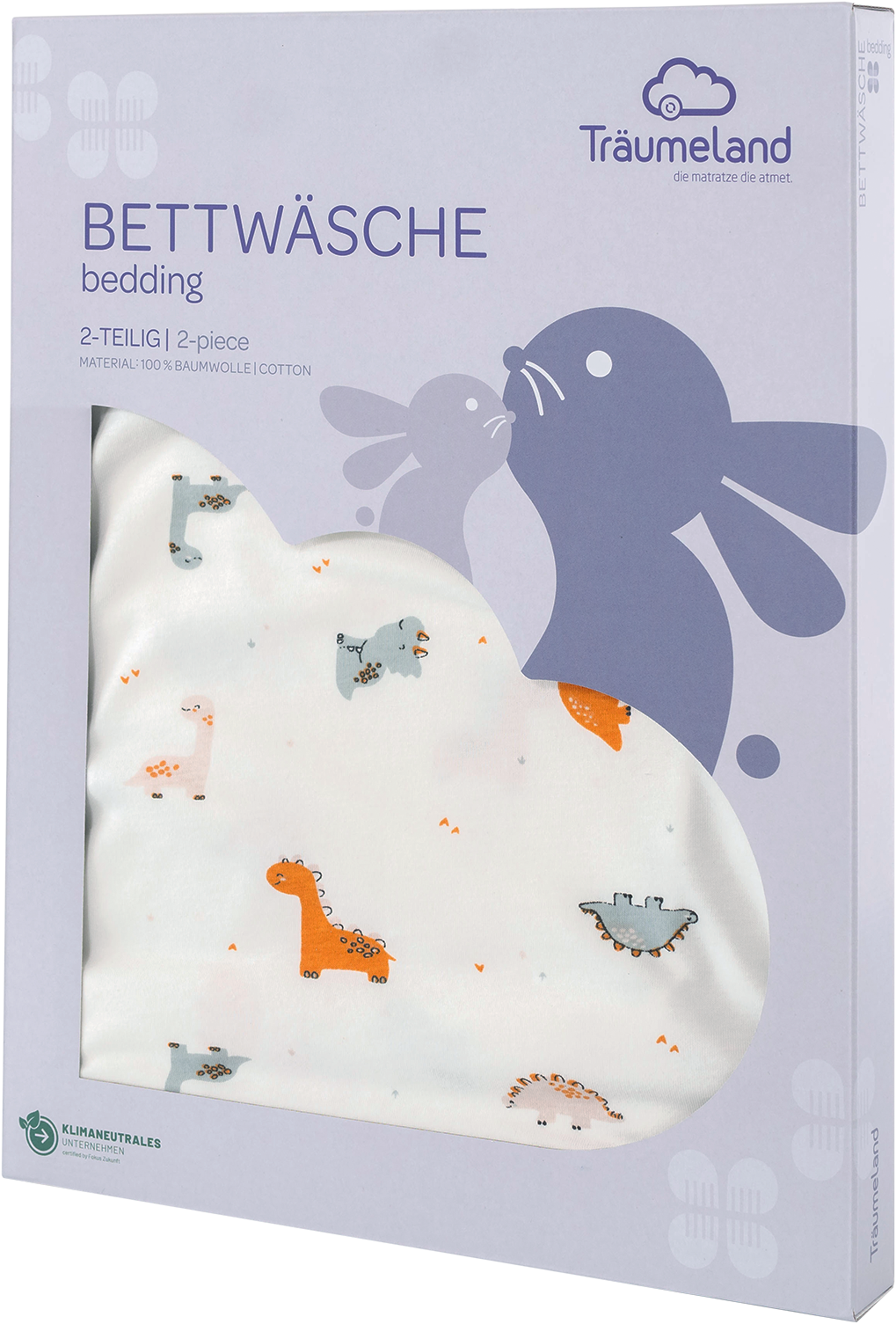 Thumbnail - Träumeland Babybettwäsche "Jersey Dinolino", mit Allover-Print