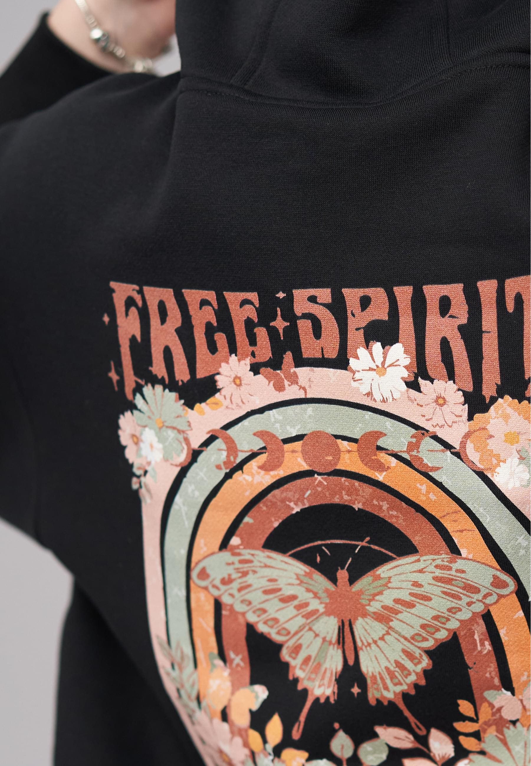 CLOUD 5IVE Kapuzenpullover »CLOUD 5IVE Ladies 77 Free Spirit Black Everyday Hoodie«, (1 tlg.)