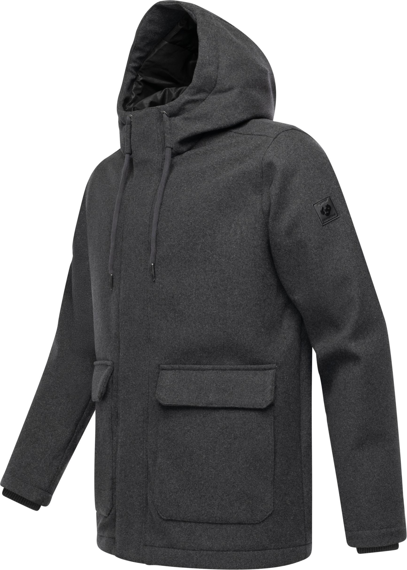 Ragwear Outdoorjacke »Mr Them Felt YOUMODO« mit Kapuze Warmer Herren Wollmantel mit großen Pattentaschen