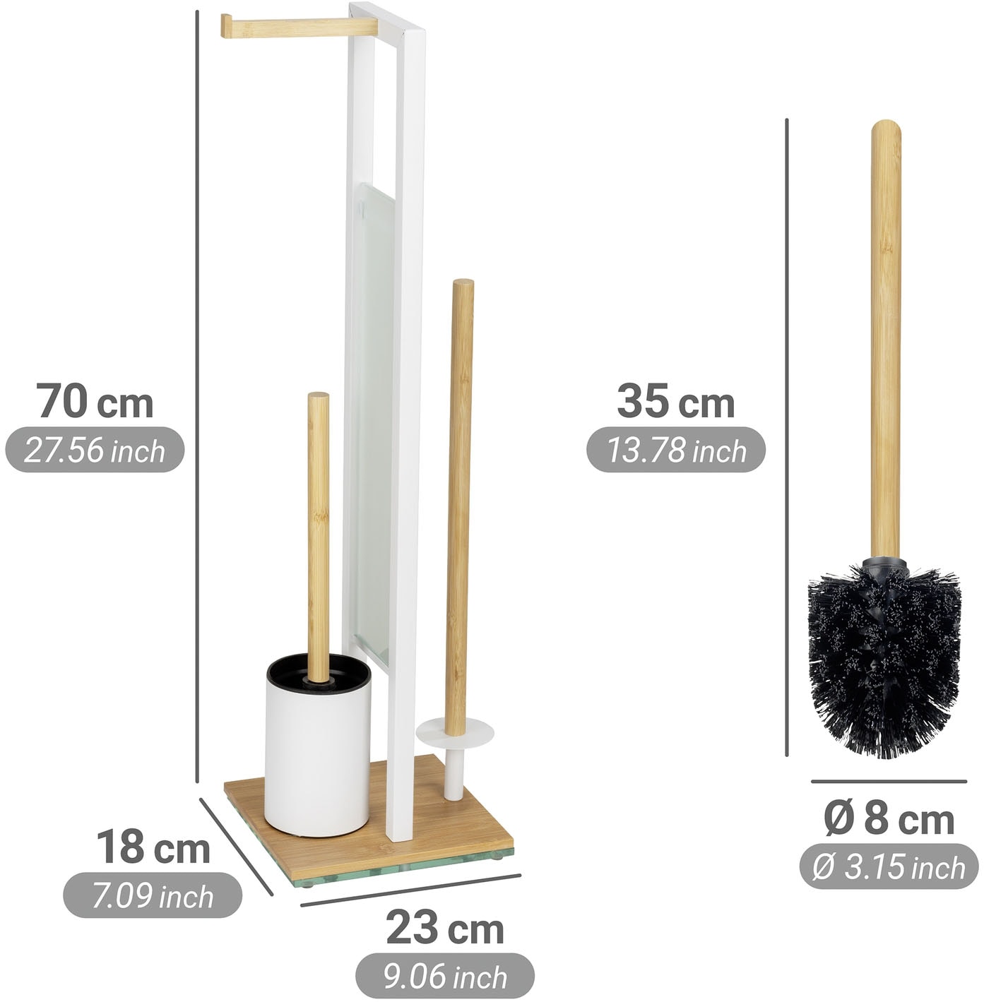 WENKO WC-Garnitur »Rivalta« aus Bambus | Sicherheitsglas | Stahl