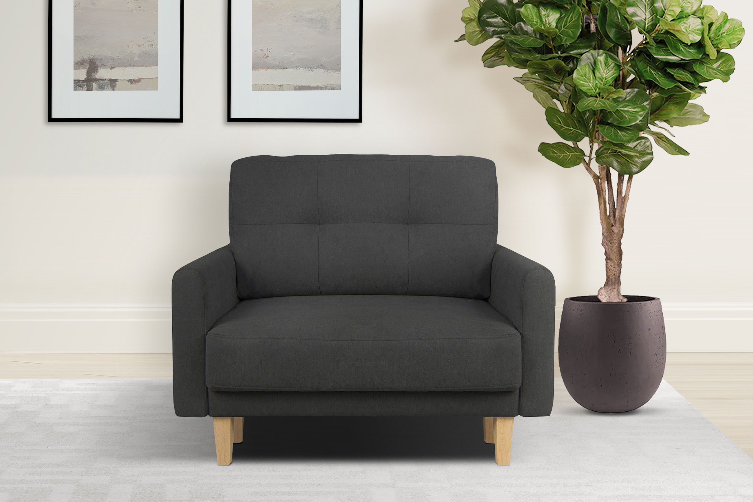 OTTO home Sessel "TRIPLO Relaxsessel mit Wellenunterfederung, Maße B/T/H: 95/100/89 cm" Polstersessel mit Steppung im Rückenkissen, hohe Qualität