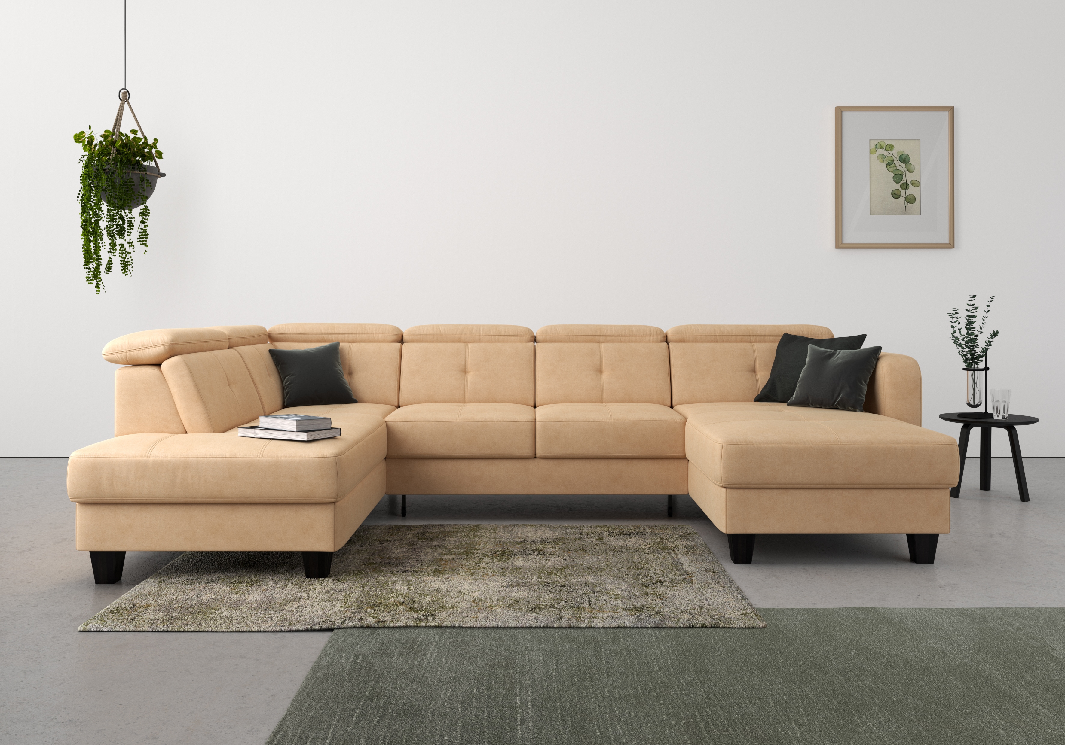 sit&more Wohnlandschaft "Belluci U-Form" Kopfteilverstellung und Federkern, wahlweise mit Schlaffunktion