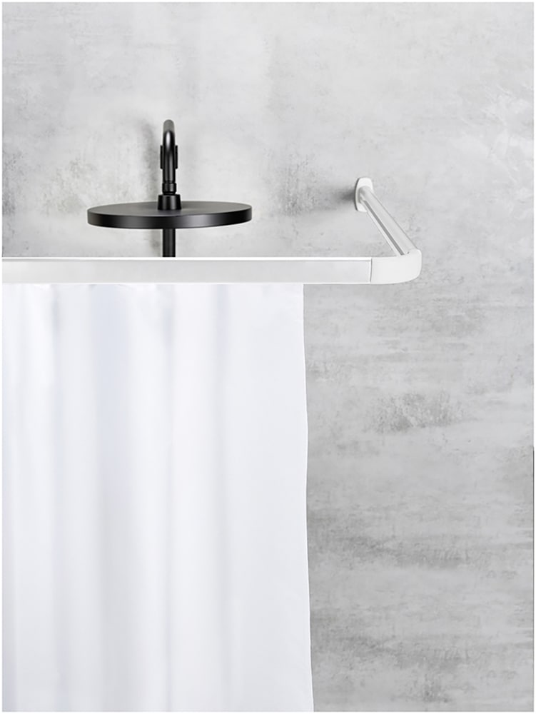 WENKO Winkelstange »Modell Era« Winkelschiene aus Aluminium für Duschvorhänge, inkl. 16 Spezialgleiter