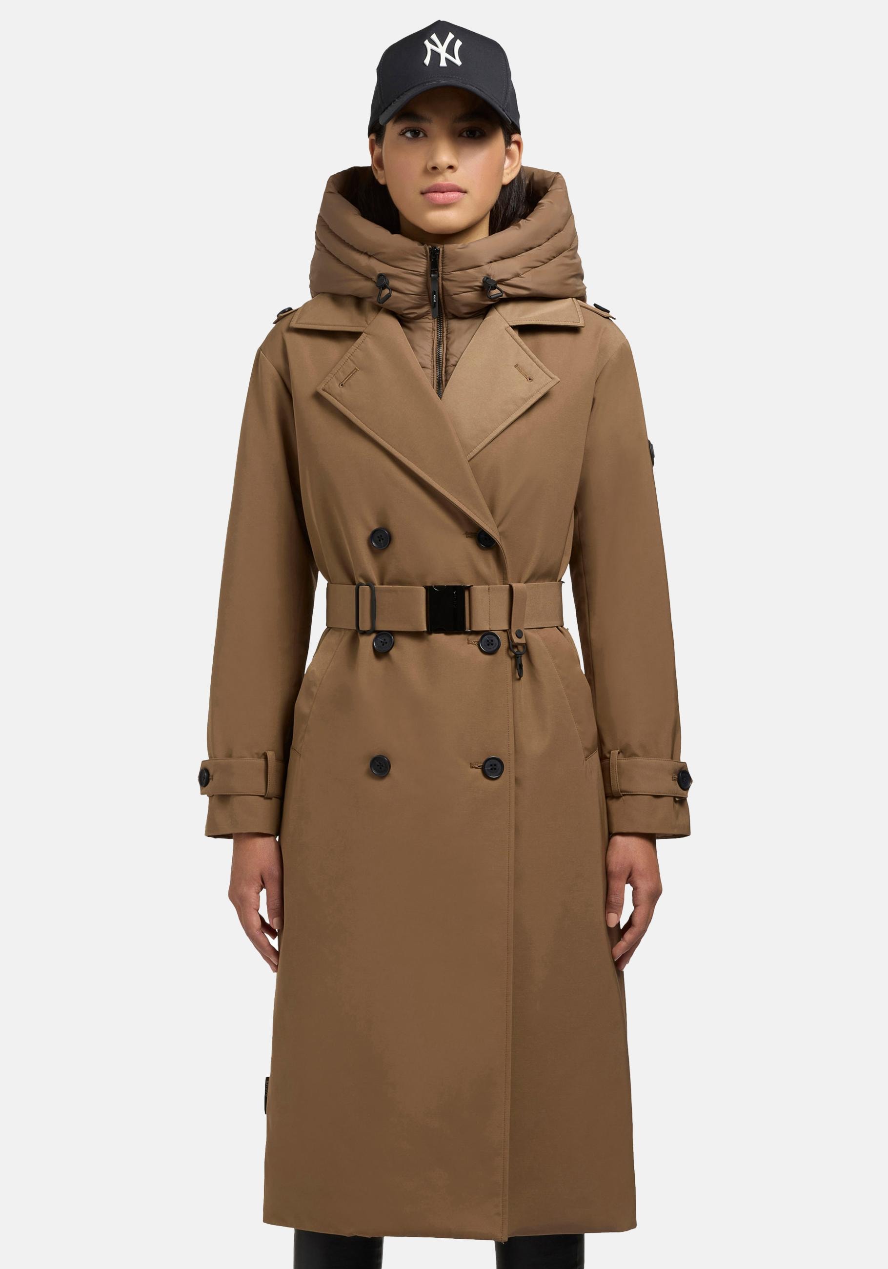 khujo Trenchcoat "Elena-YM", Warmer Wintermantel mit doppelter Knopfleiste