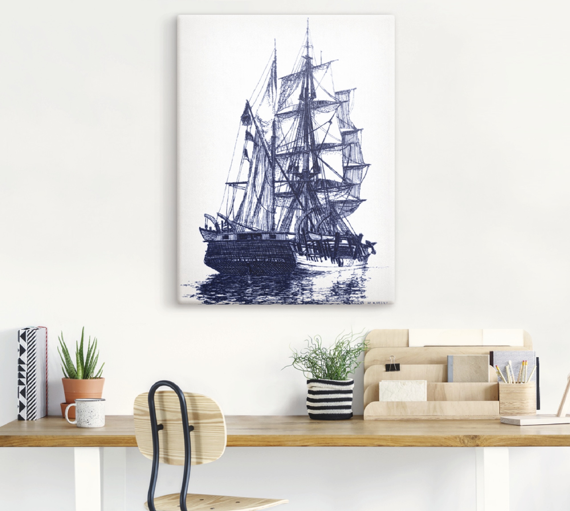 Artland Wandbild »Antikes Schiff in blau I«, Boote & Schiffe, (1 St.), als Alubild, Outdoorbild, Poster in verschied. Größen