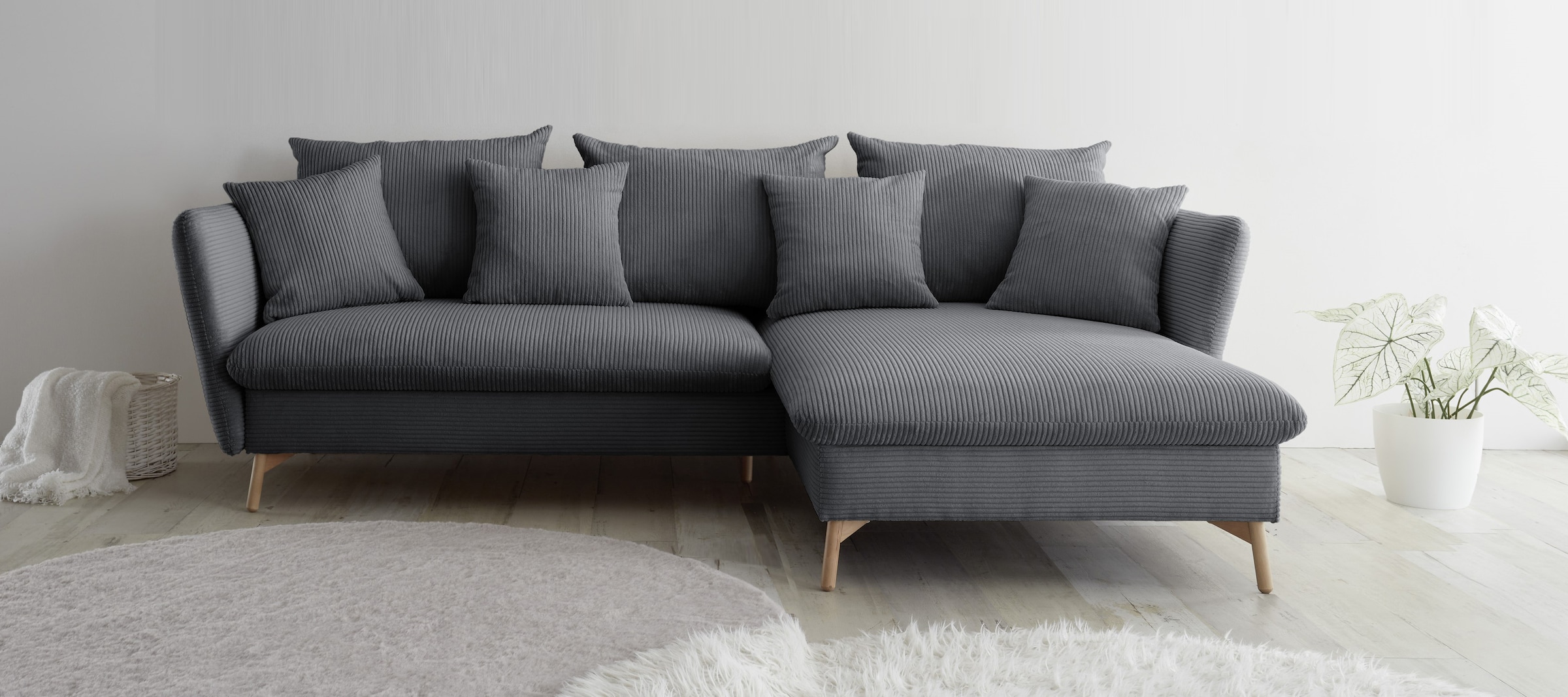 OTTO home Ecksofa "MERLE, 258 cm, L-Form, traumhafter Cord," mit Bettfunkti günstig online kaufen