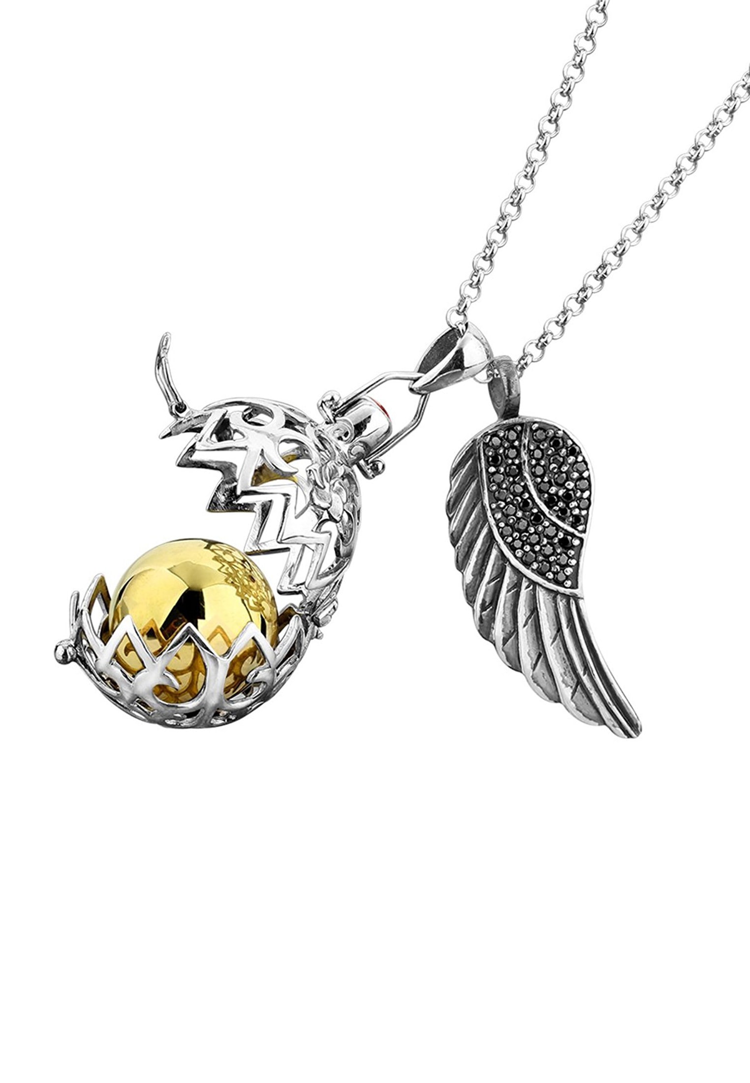Nenalina Kette mit Anhänger »Engelsflüsterer Ornament Fügel Zirkonia 925 Silber«