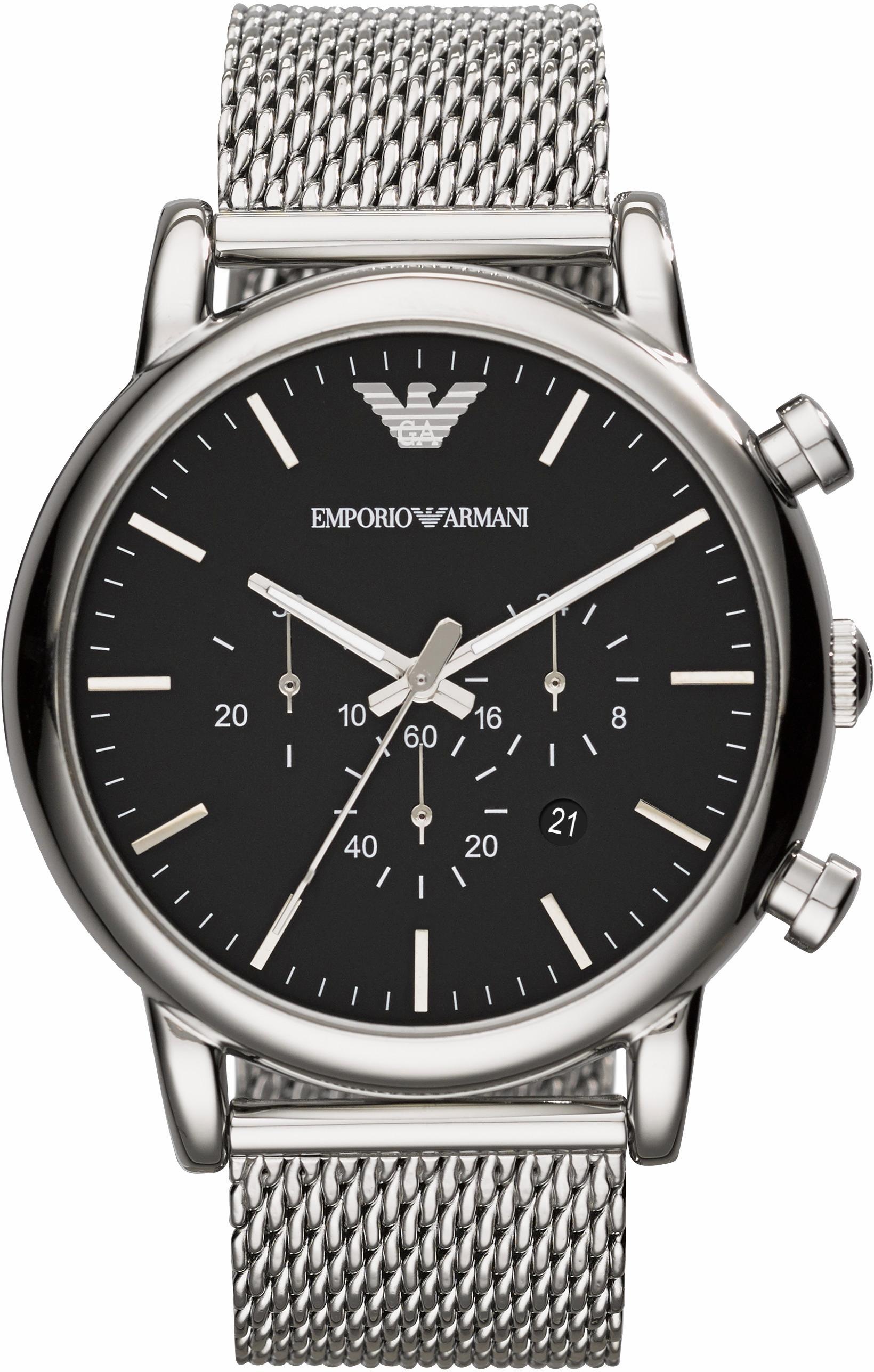 Emporio Armani Chronograph »AR1808«, Quarzuhr, Armbanduhr, Herren, Stoppfunktion, Datum, 12/24-Std.-Anzeige