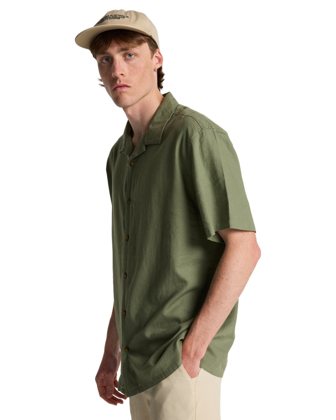 Billabong Chemise à Manches Courtes Vacay Linen Moss Green XS Homme 3