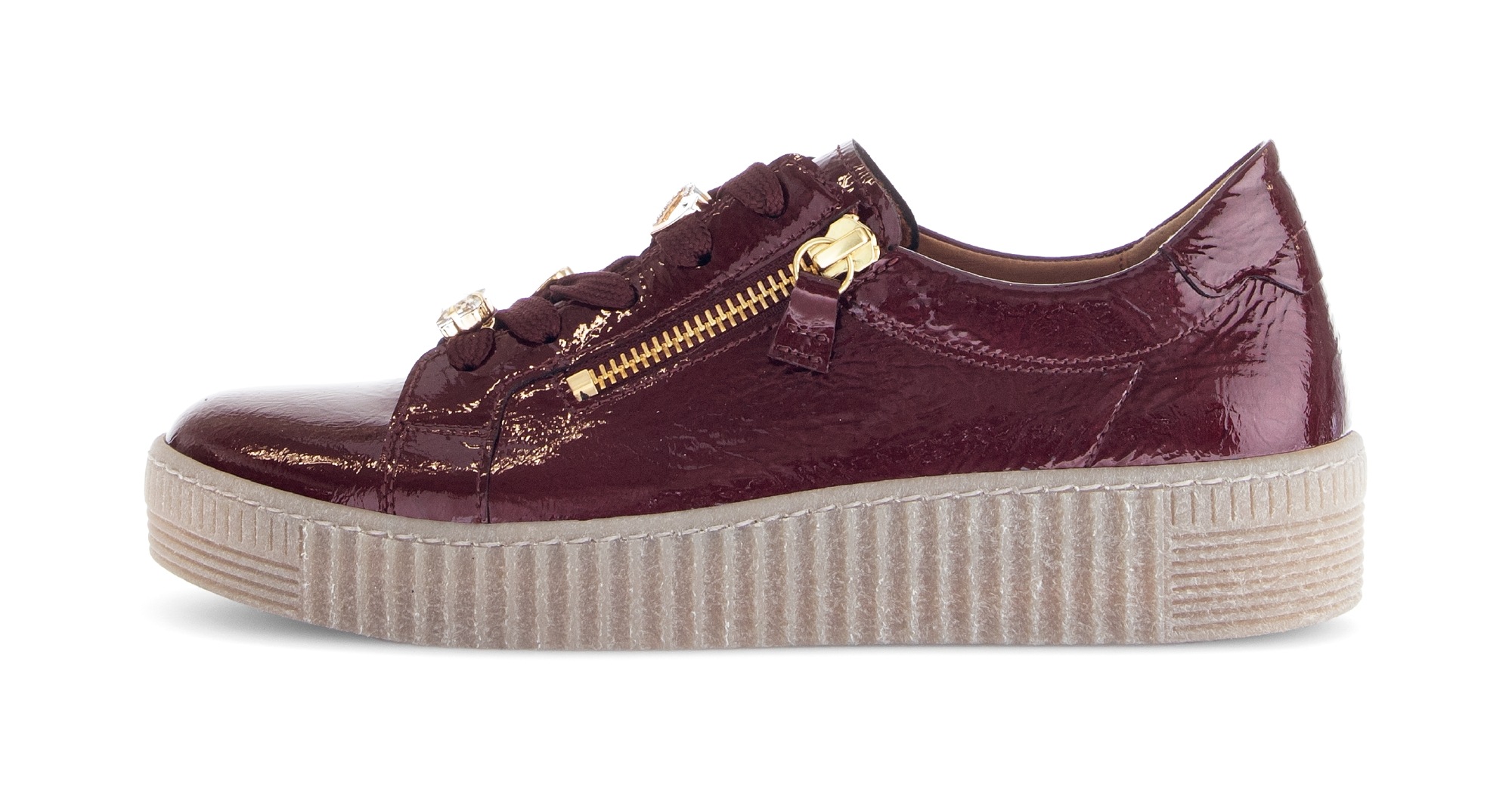 Gabor Plateausneaker, Freizeitschuh, Halbschuh, Schnürer mit edlen Schmuck- günstig online kaufen