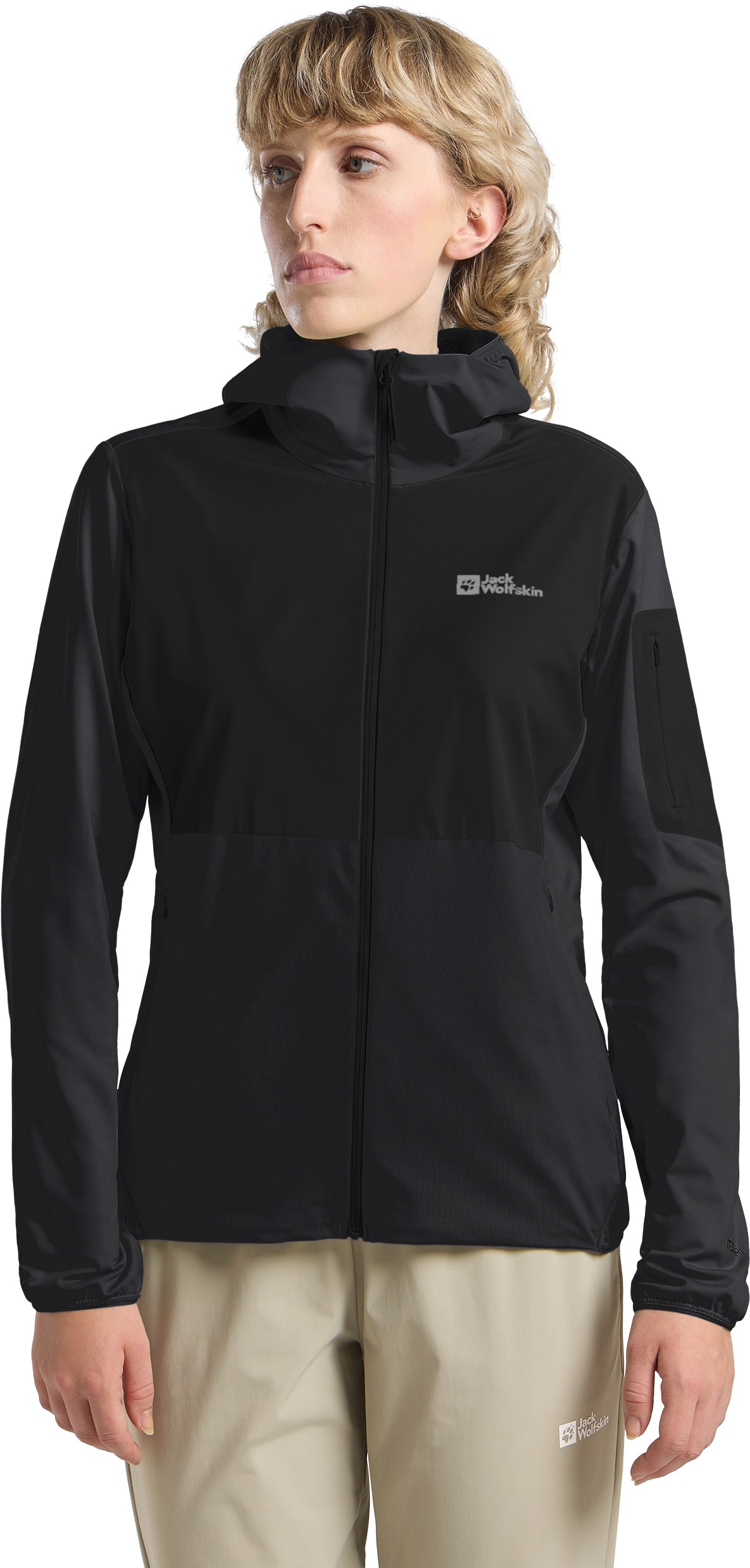 Jack Wolfskin Kapuzenfleecejacke "PRELIGHT TRAIL HOODY W" mit Kapuze mit Kapuze, aus Polyester und Elasthan, atmungsaktiv
