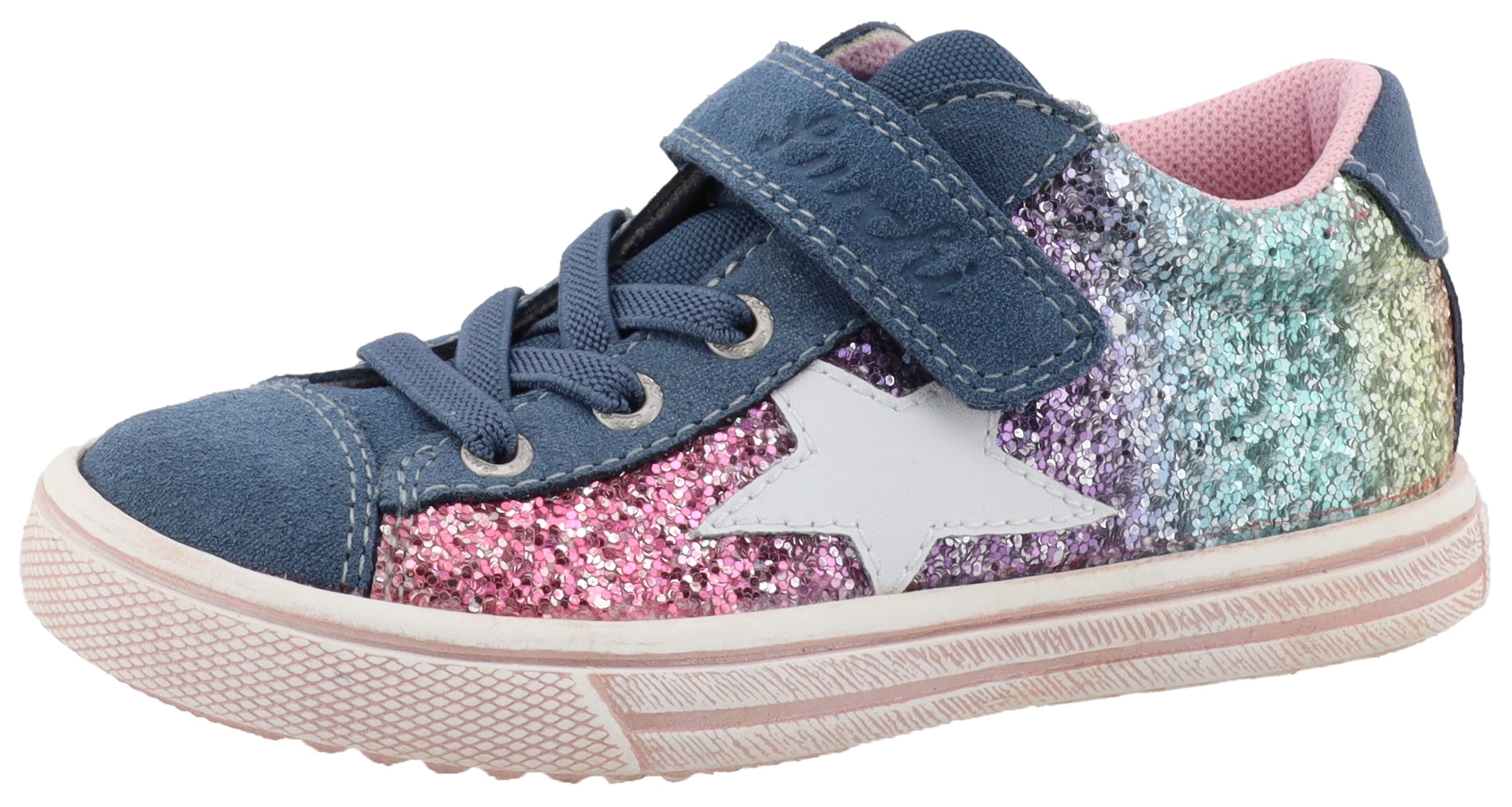 Lurchi Sneaker »Salita«, Schnürschuh mit bunten Glitzerbesatz, Größenschablone z. Download