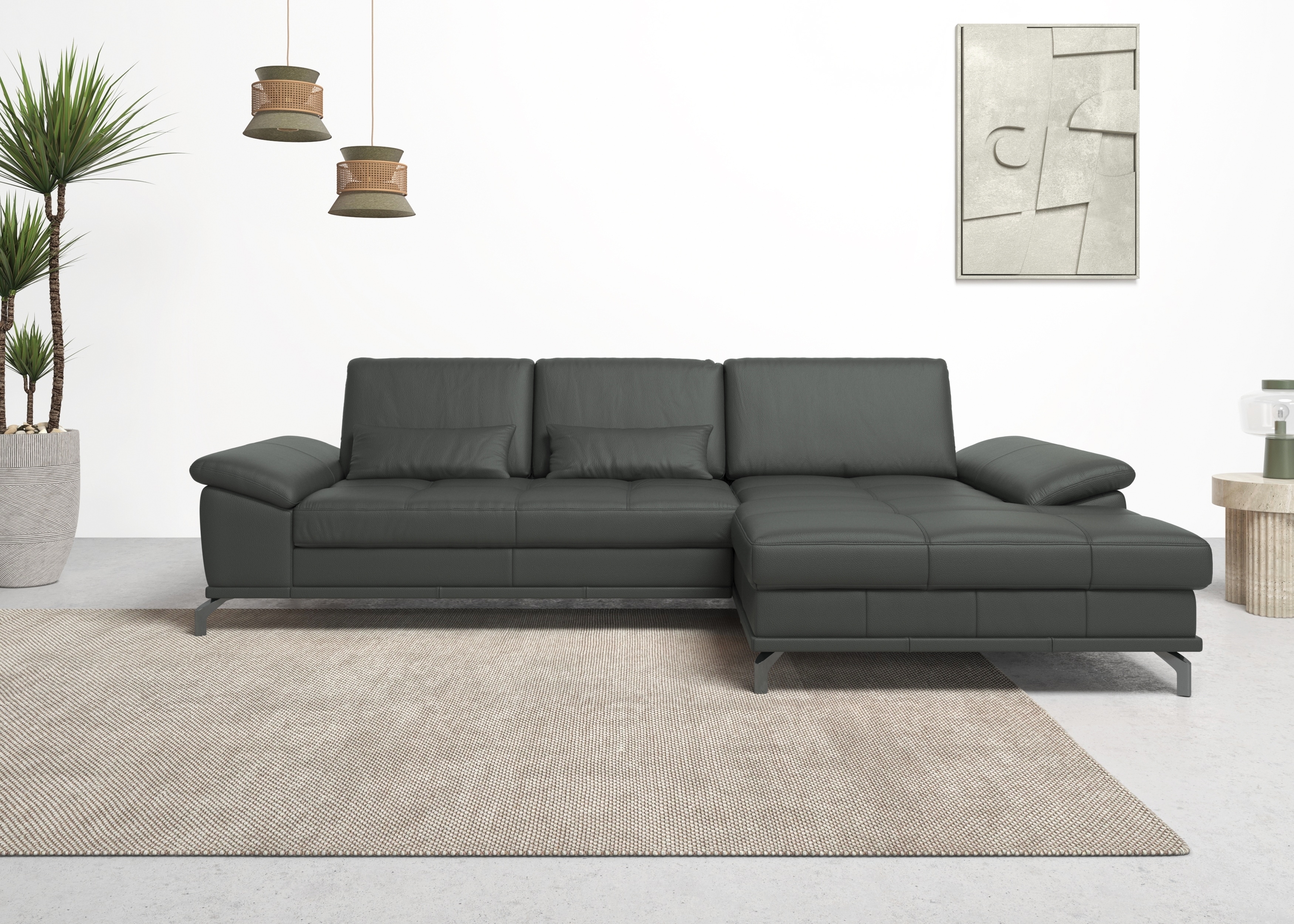 OTTO home Ecksofa "Costello L-Form, B: 301cm, Sitztiefen & Armteilverstellung, Federkern" 3 Nierenkissen, optional Schlaffunktion & Bettkasten