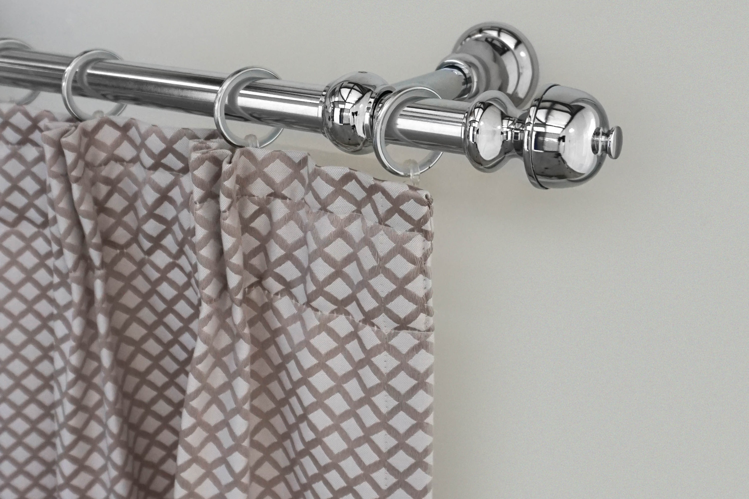 Gardinenstange GARESA, L:360cm Ø:20mm, grau, Metall, Kinderzimmer, Gardinenstangen, "ANDREA", Vorhanggarnitur, verlängerbar, Endknopf Profil klein,