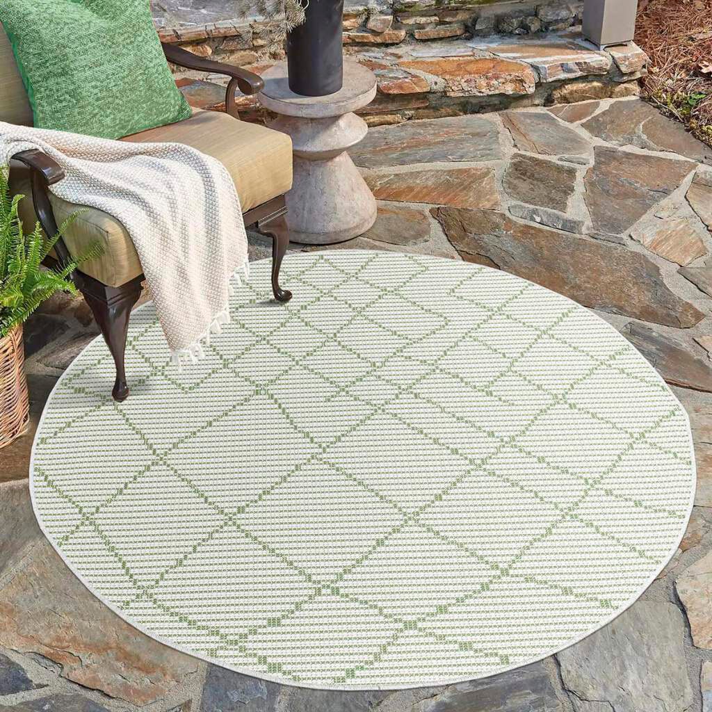 Carpet City Outdoorteppich »PALM3526«, rund, 5 mm Höhe, Wetterfest & UV-beständig, für Balkon, Terrasse, Küche, flach gewebt