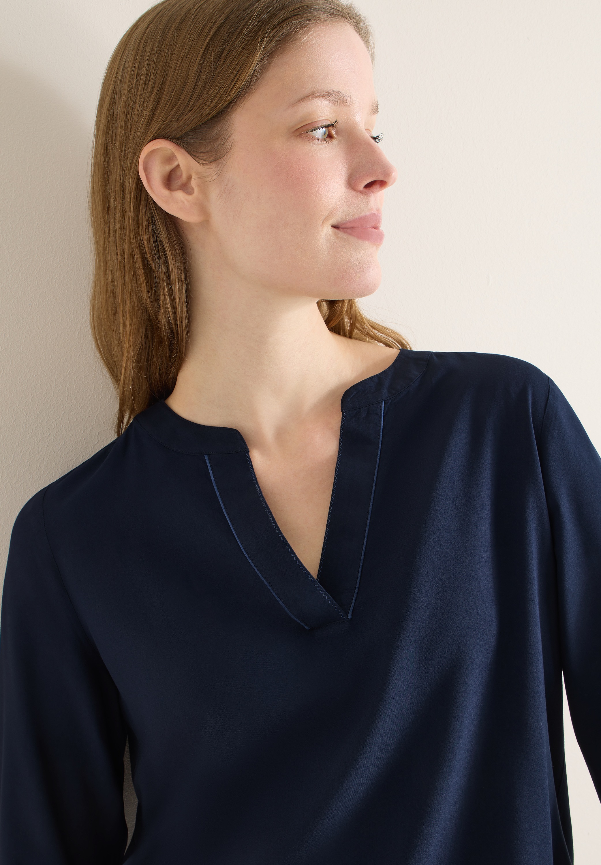 Cecil Langarmbluse mit geschlitztem Rundhalsausschnitt günstig online kaufen