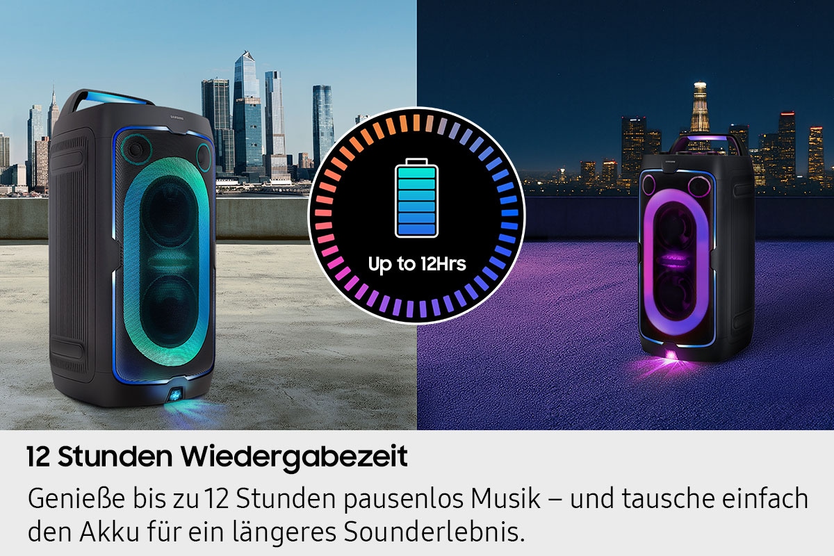 Samsung Party-Lautsprecher »Sound Tower MX-ST40F (2025)« 2.0 (Bluetooth Bassregelung | Beleuchtungseffekte | Lautstärkeregelung | Pairing | USB-Wiedergabe 160 W)