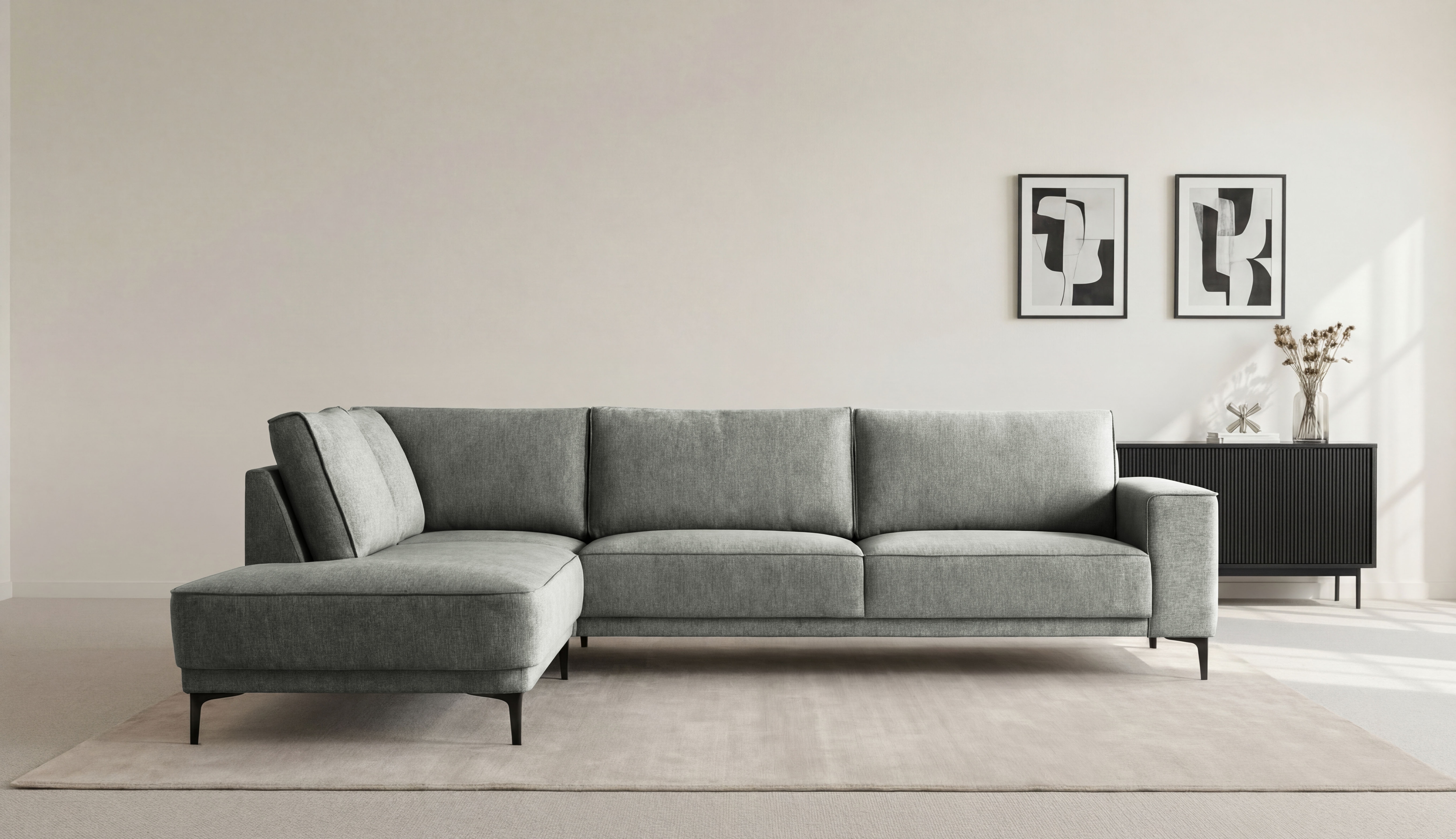 OTTO home Ecksofa "Casina" mit abgerundeter Ottomane, in einem weichen Chenille-Stoff