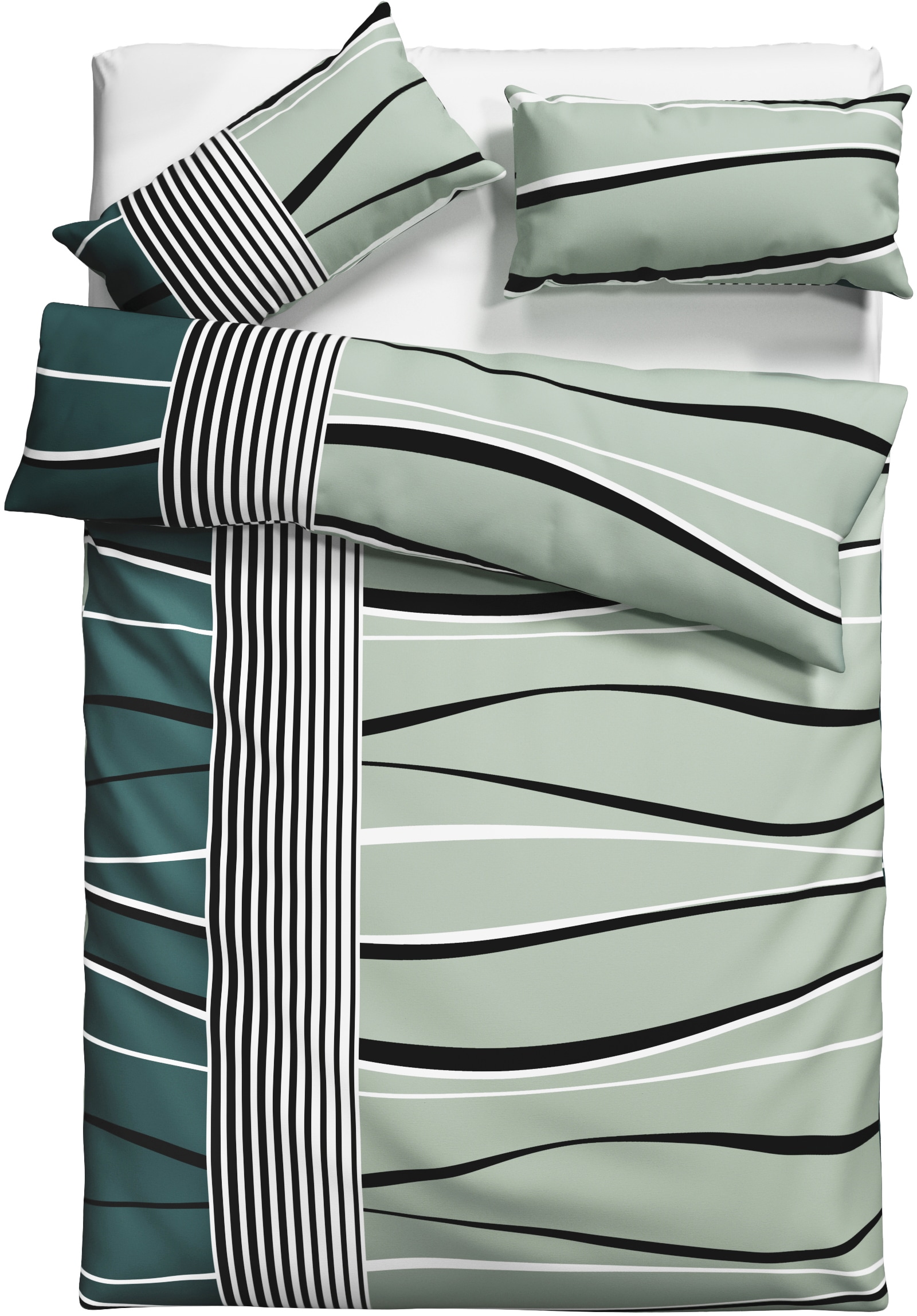 my home Bettwäsche »Renu in Gr. 135x200 oder 155x220 cm« 2 tlg. Bettwäsche aus Baumwolle, grafische Bettwäsche mit Wellen-Design