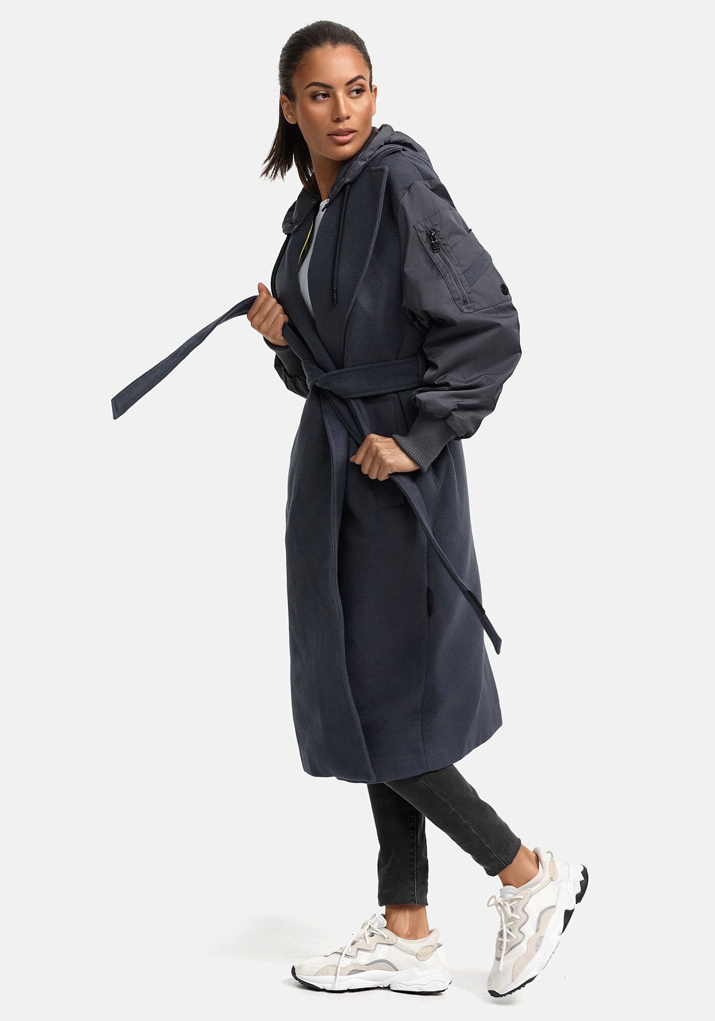 Marikoo Winterjacke »Tjadee«, Langer Wickelmantel