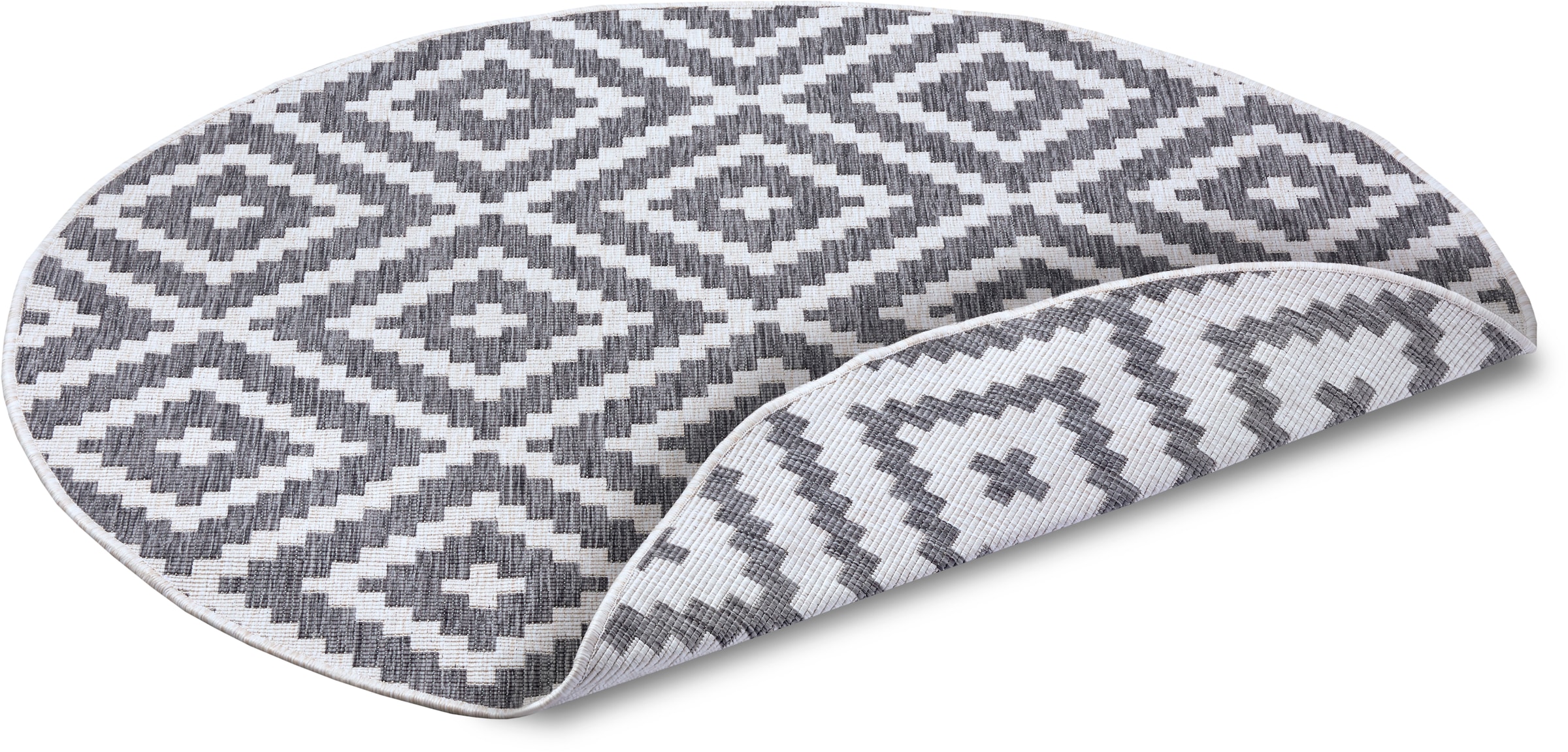 my home Teppich »Ronda Wendeteppich«, rund, 5 mm Höhe, Sisal-Optik, Flachgewebe, In- und Outdoor, geometrisches Boho Design