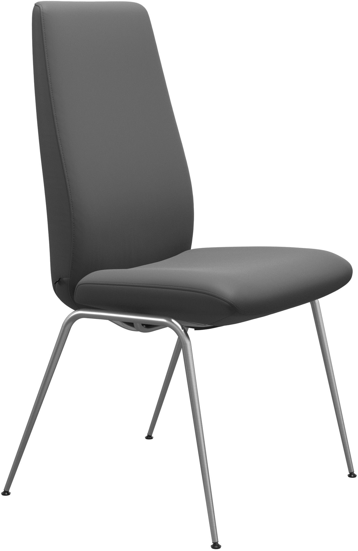 Polsterstuhl STRESSLESS "Laurel", grau (grau batick, chrom glänzend), B:57cm H:105cm T:60cm, Leder BATICK: BATICK ist ein leicht korrigiertes, durchgefärbtes und genarbtes Möbelleder, bei dem die meisten Unebenheiten und Spuren in der Regel entfernt wurde