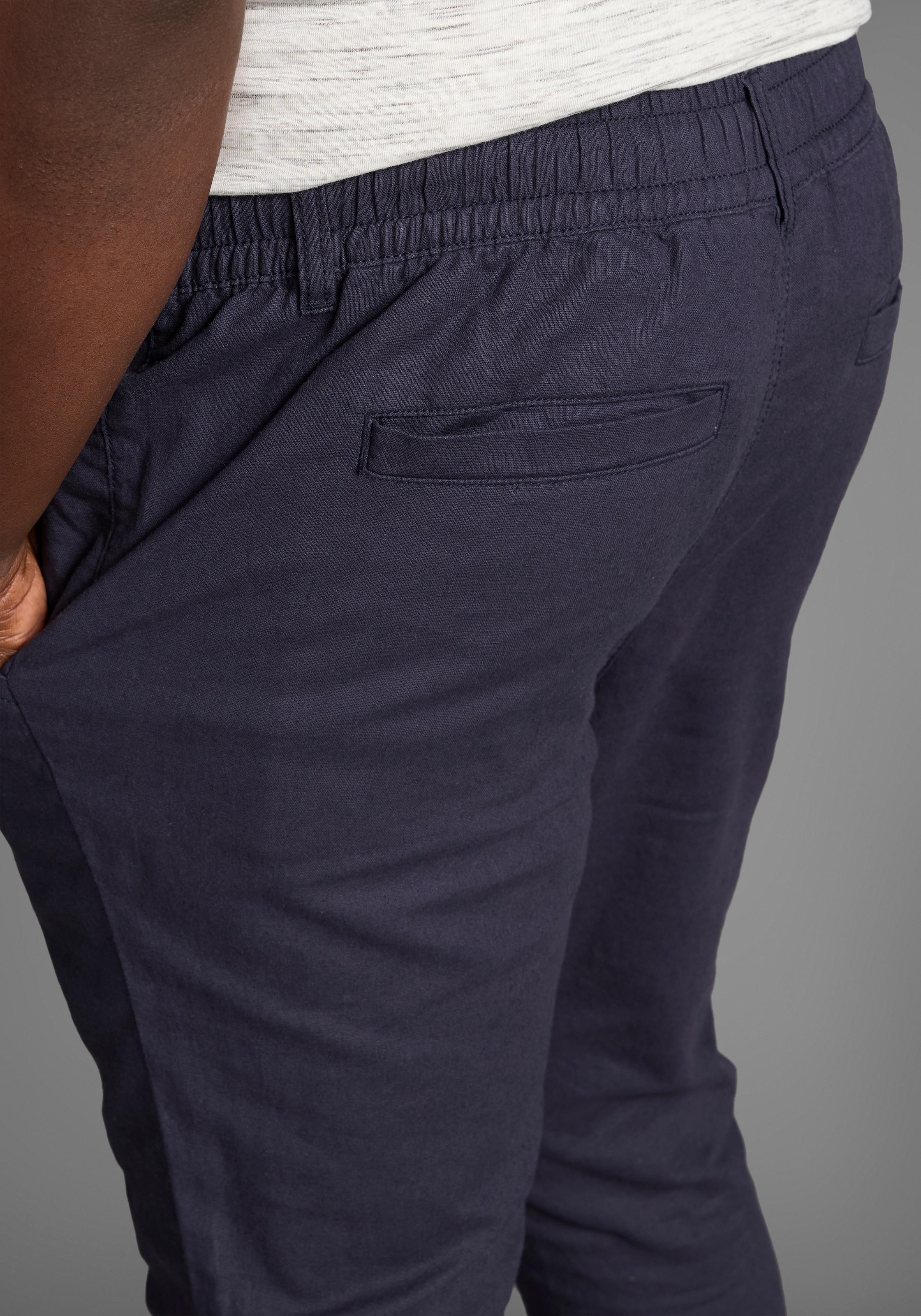 DELMAO Leinenhose, Leinenhose mit Kordelzug