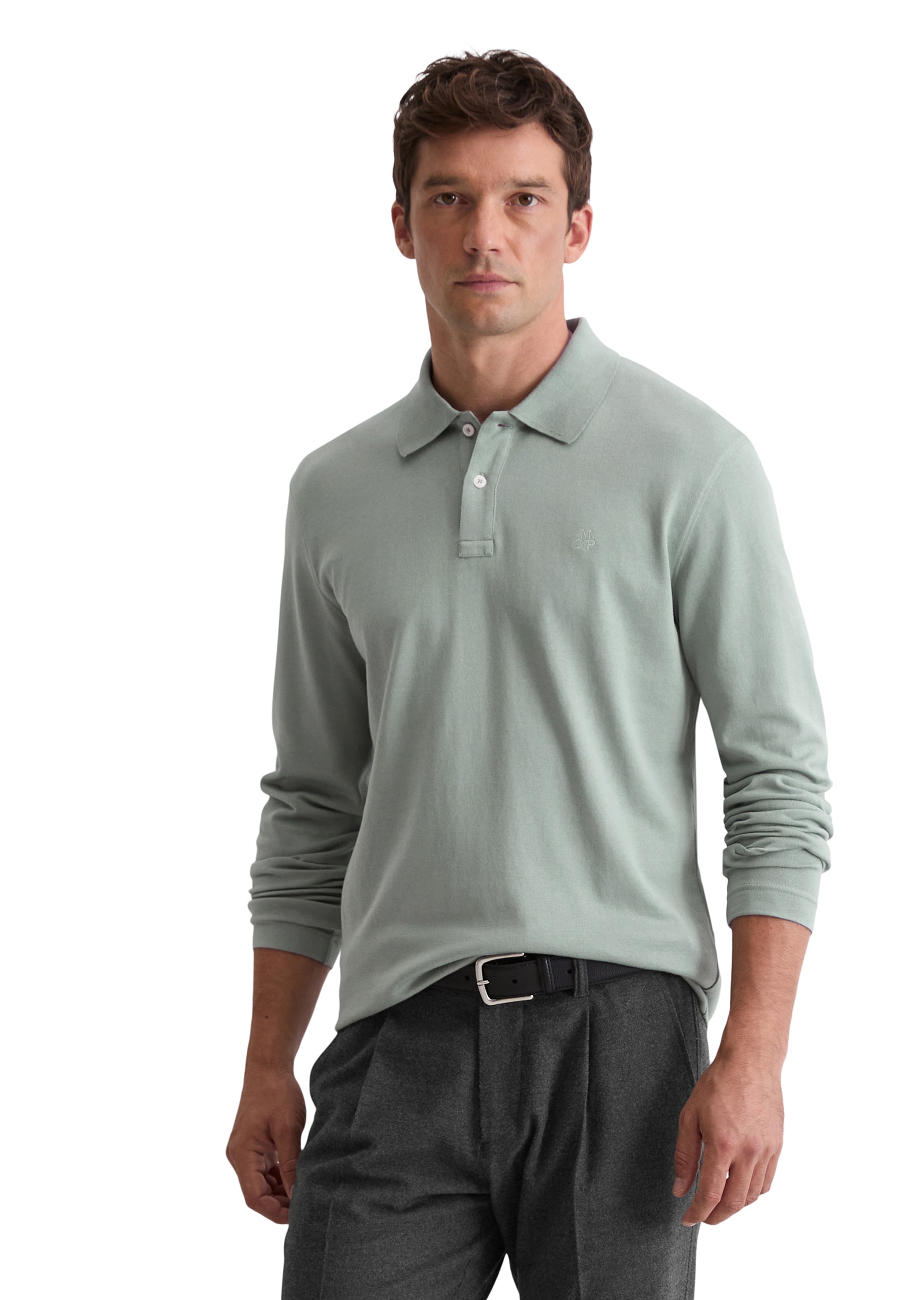 Marc OPolo Langarm-Poloshirt "aus schwerem Bio-Baumwoll-Jersey" günstig online kaufen