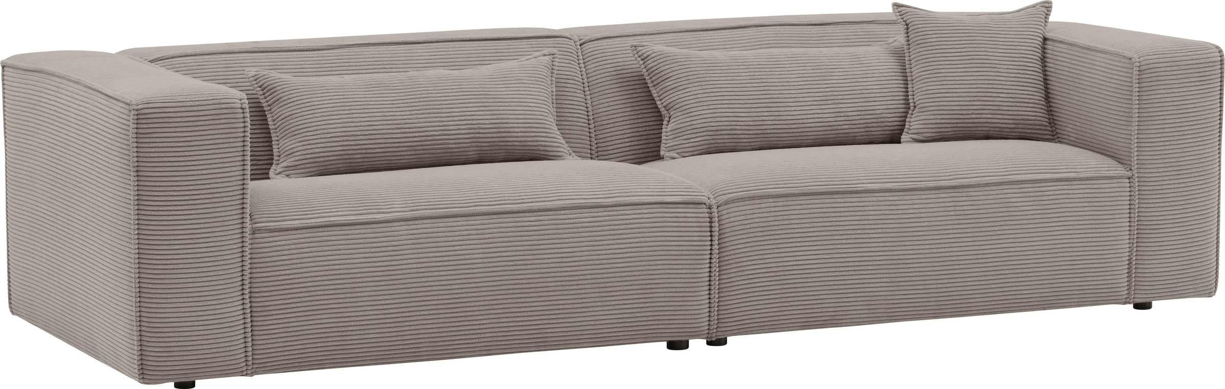 LeGer Home by Lena Gercke 3-Sitzer »PIARA, Couch mit Kedernaht, Sofa in Cord oder Leinenoptik«, schwarze Füße, bequemer Sitzkomfort