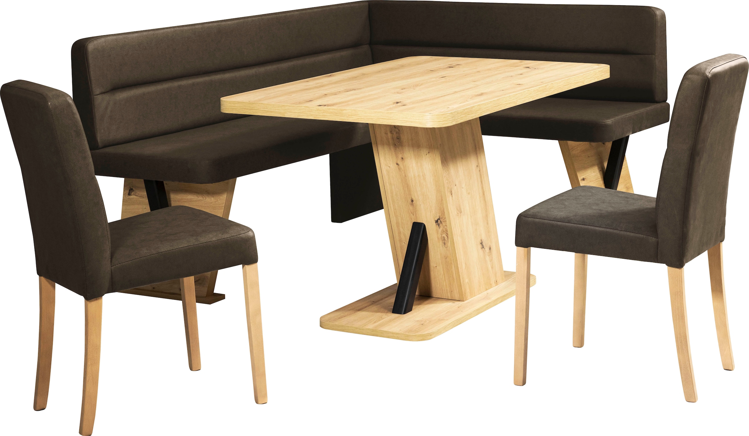 Home affaire "Laros Sitzgruppe, Eckbank, Stühle, Tisch" Set, 4tlg Set, perfekt für Küche, Esszimmer, Wohnzimmer, Bestseller
