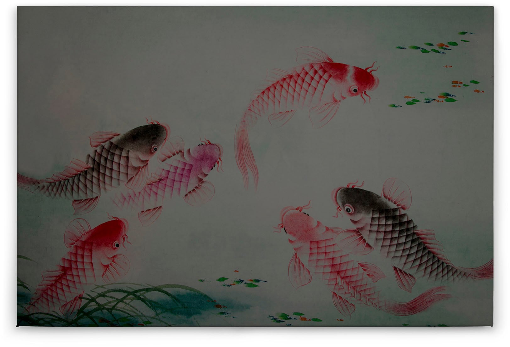 A.S. Création Leinwandbild »dancing kois«, Kunst-Tiere-Kinder, (1 St.), Keilrahmen Bild Fische Asiatisch Koi Leinwand-Bild Wohnzimmer modern