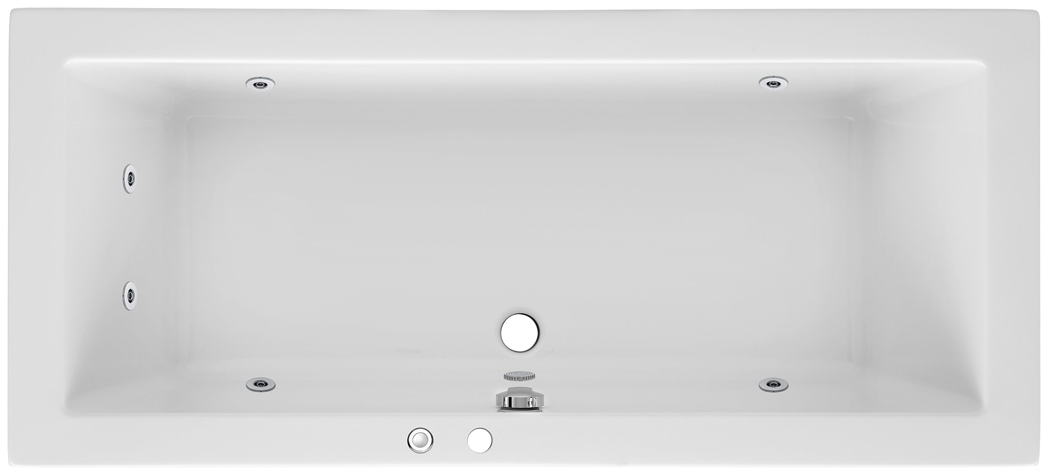 Whirlpool-Badewanne OTTOFOND, B:90cm H:62,5cm L:190cm T:90cm, weiß, Sanitäracryl, Badewannen, "Cubic", Typ 1, chrom