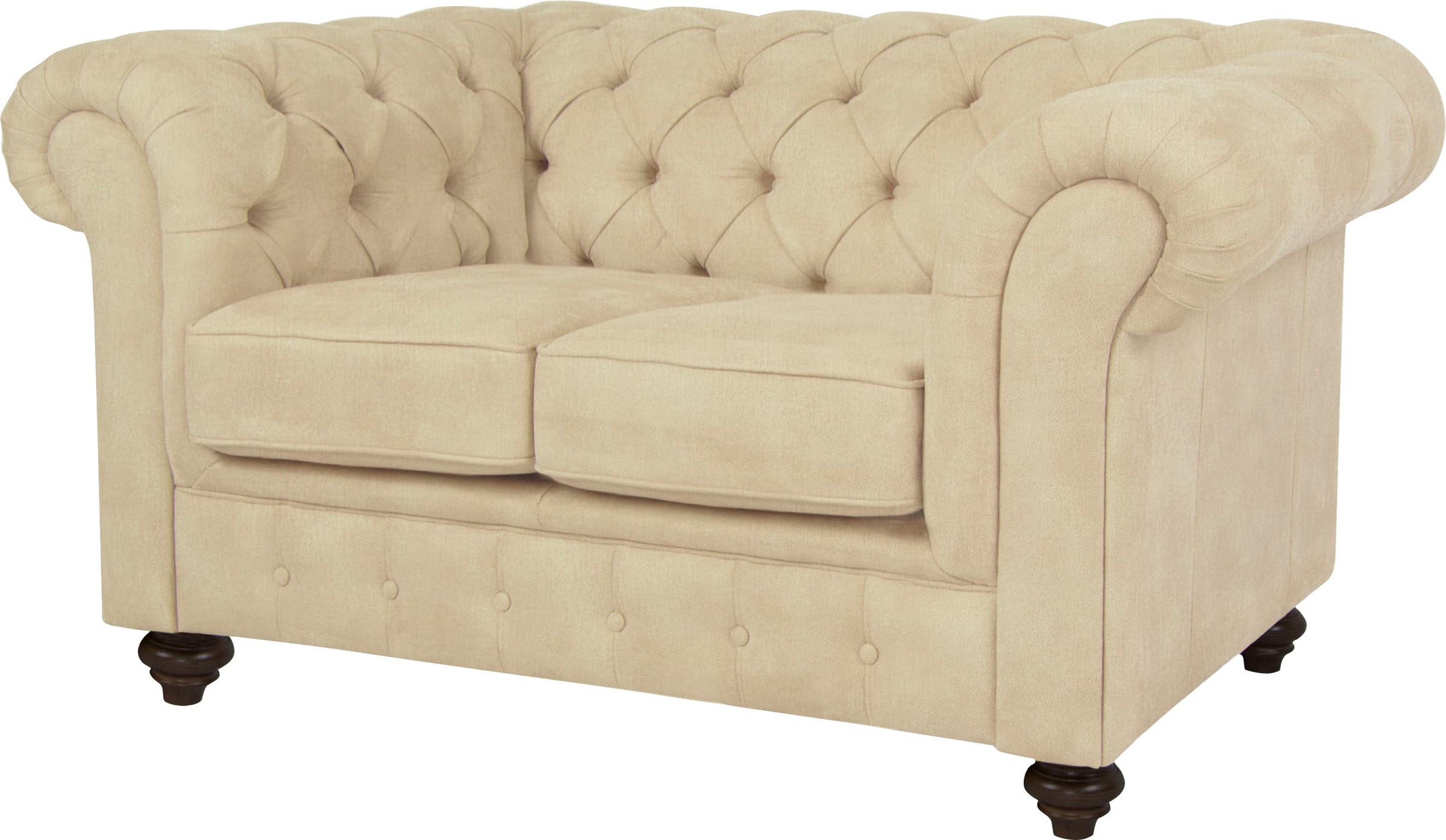 Home affaire Chesterfield-Sofa »Duc 2-Sitzer«, hochwertige Knopfheftung im Rücken, Samtoptik mit changierender Optik