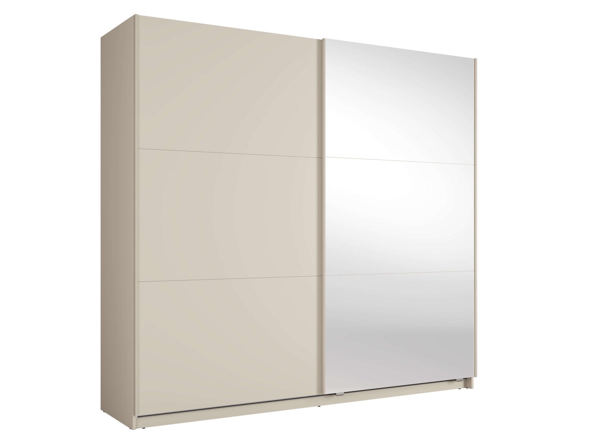 Home affaire Kleiderschrank "LISELOTTE mit Spiegel, wahlweise mit Beleuchtung, Breite 221 cm" Garderobe mit 2 Schwebetüren, weiß oder cashmere, B/H/T: 221×207×60 cm