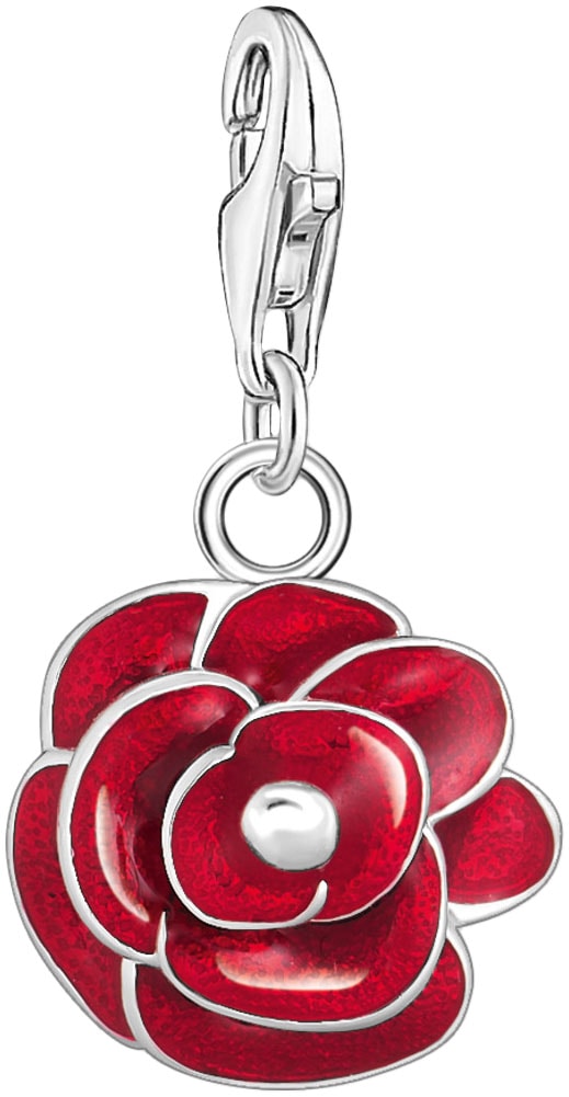 THOMAS SABO Damen Charm-Einhänger "rote Rose", bunt, Silber 925 (recycelt), Charms