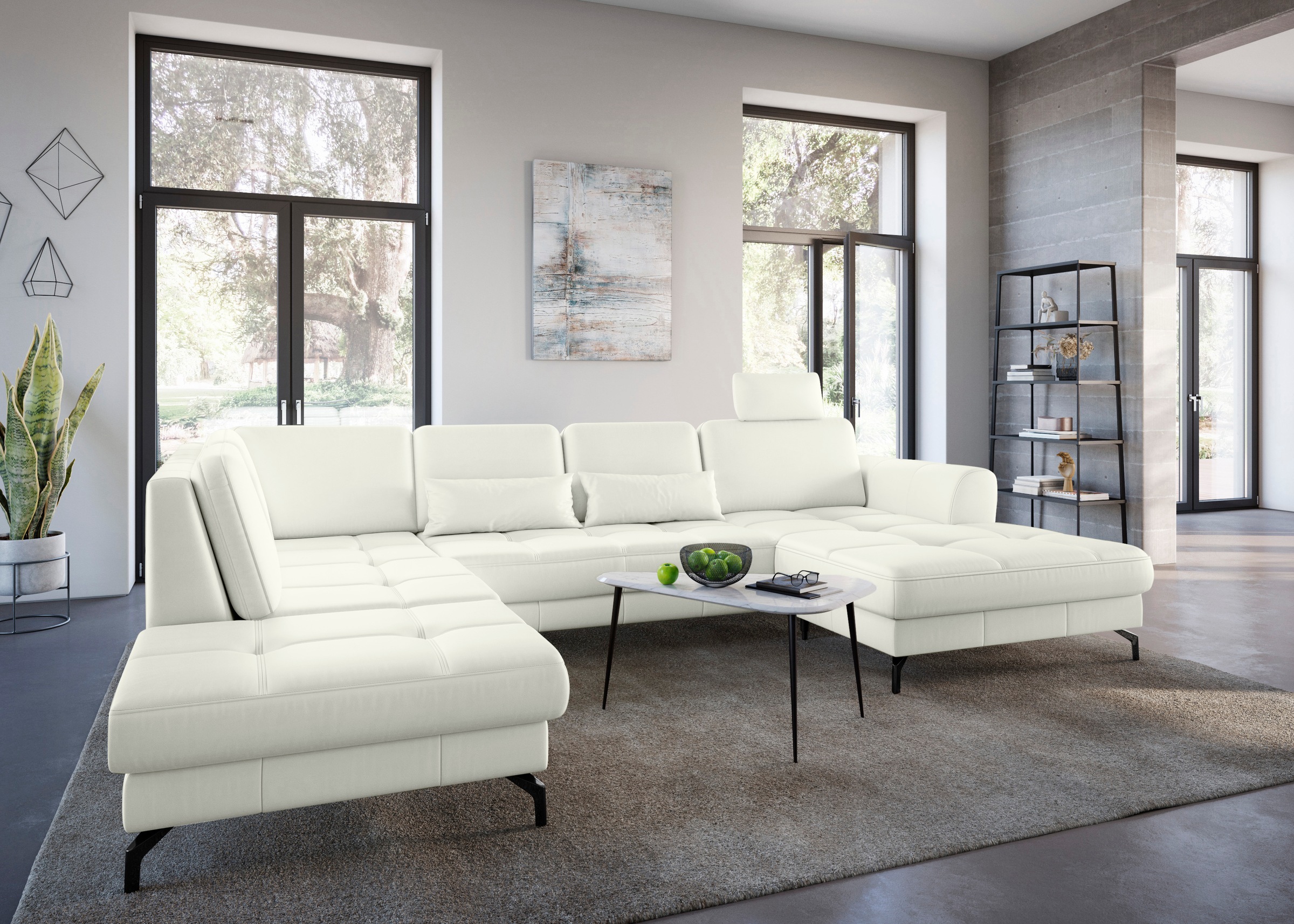 sit&more Wohnlandschaft »Bendigo U-Form«, inklusive Sitztiefenverstellung, Bodenfreiheit 12 cm, in 2 Fußfarben