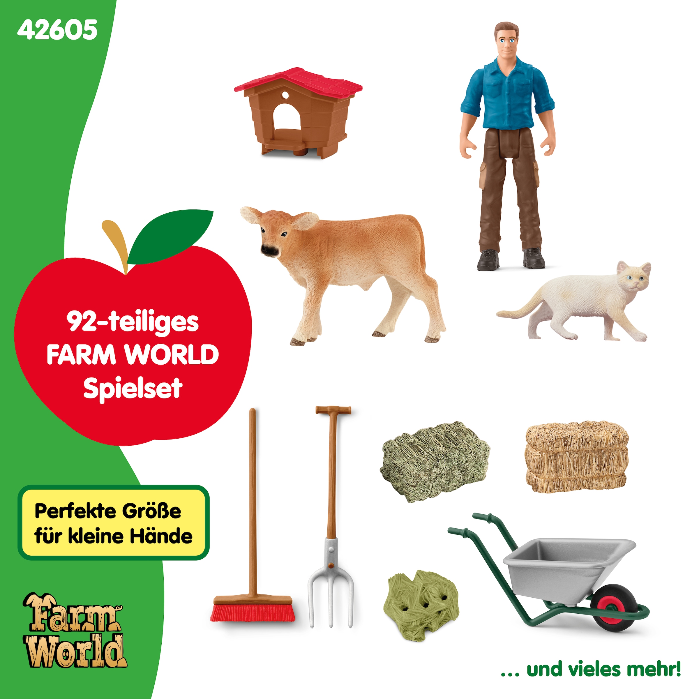 Schleich® Spielwelt »FARM WORLD, Großer Stall mit Tieren und Zubehör (42605)«