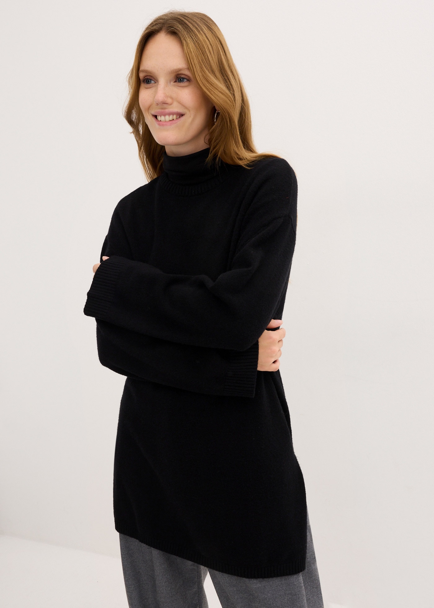 bonprix Strickpullover "Long-Feinstrickpullover mit Seitenschlitzen aus Vis günstig online kaufen