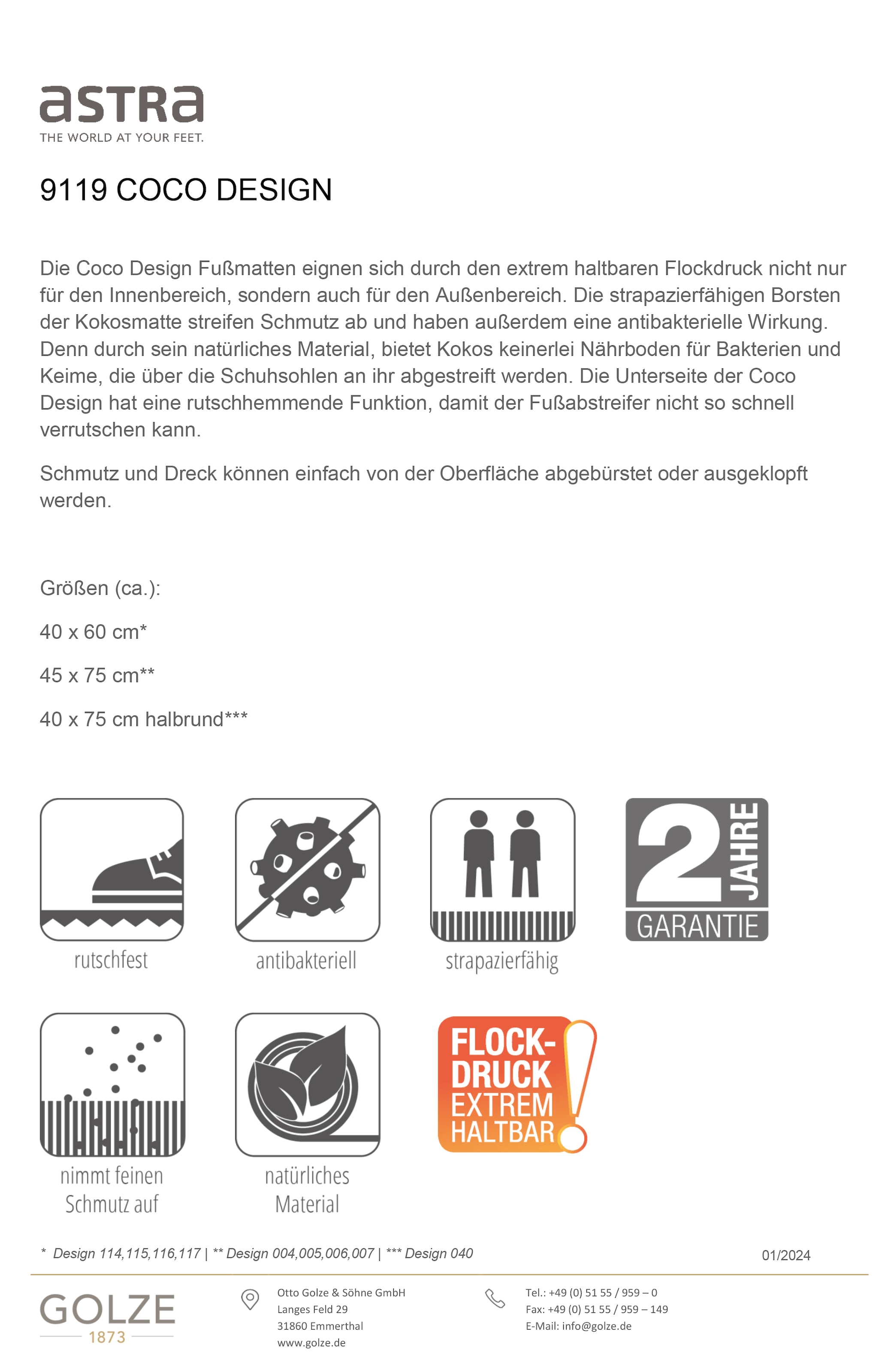 ASTRA Fußmatte »Coco Design 114« rechteckig 14 mm Höhe kokos, Türmatte, schmutzabweisend, rutschfest