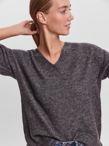 Vero Moda Damen Strickpullover VMCREWLEFILE LS V-NECK günstig online kaufen