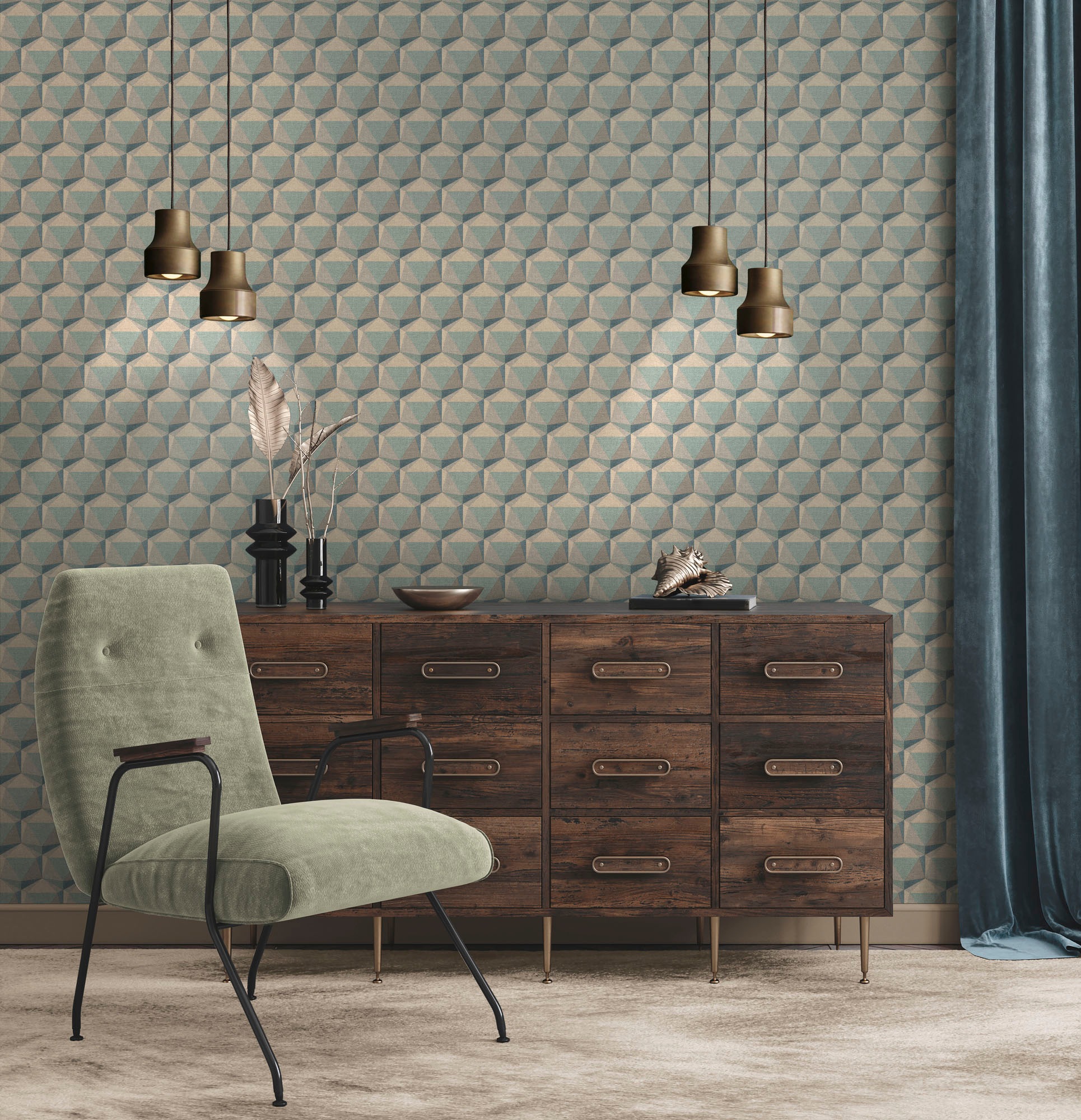 A.S. Création Vliestapete »Nara Grafisch 3D Effekt« gemustert | matt | neutral leicht strukturiert 3D Muster Grafiktapete Tapeten Wohnzimmer Schlafzimmer Küche Flur Büro