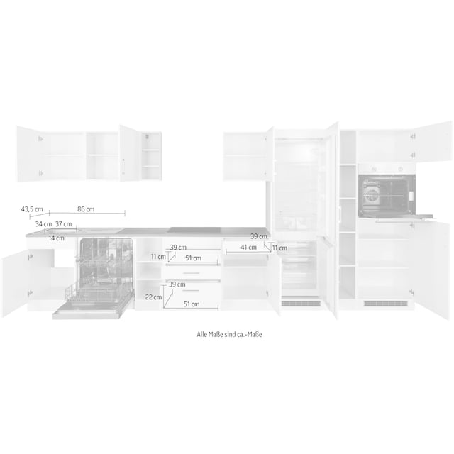 HELD MÖBEL Küchenzeile »Paris«, ohne E-Geräte, Breite 400 cm bestellen |  BAUR