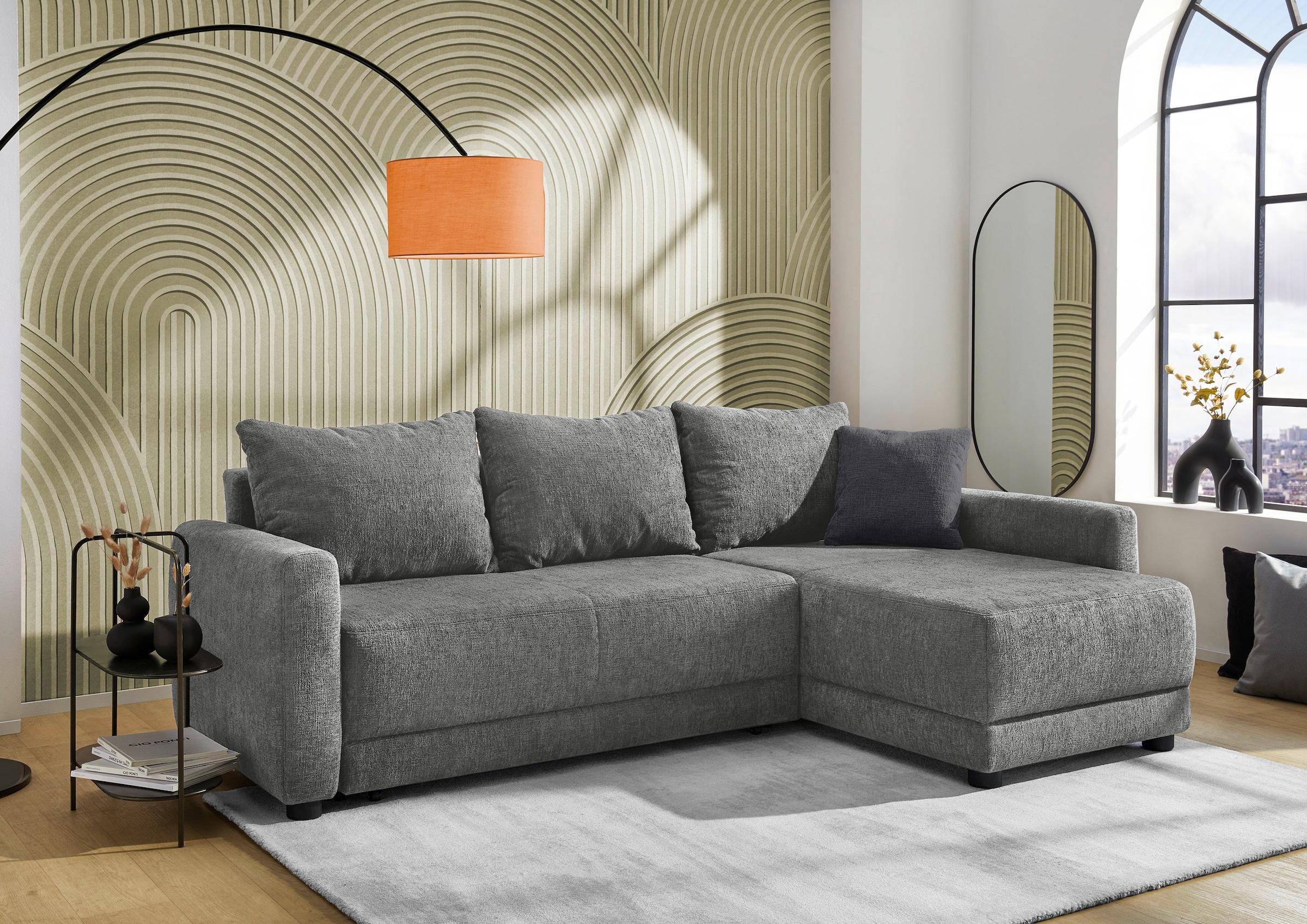 Jockenhöfer Gruppe Ecksofa "Venezia L-Form, B: 234 cm" mit Schlaffunktion, Bettkasten & Zierkissen