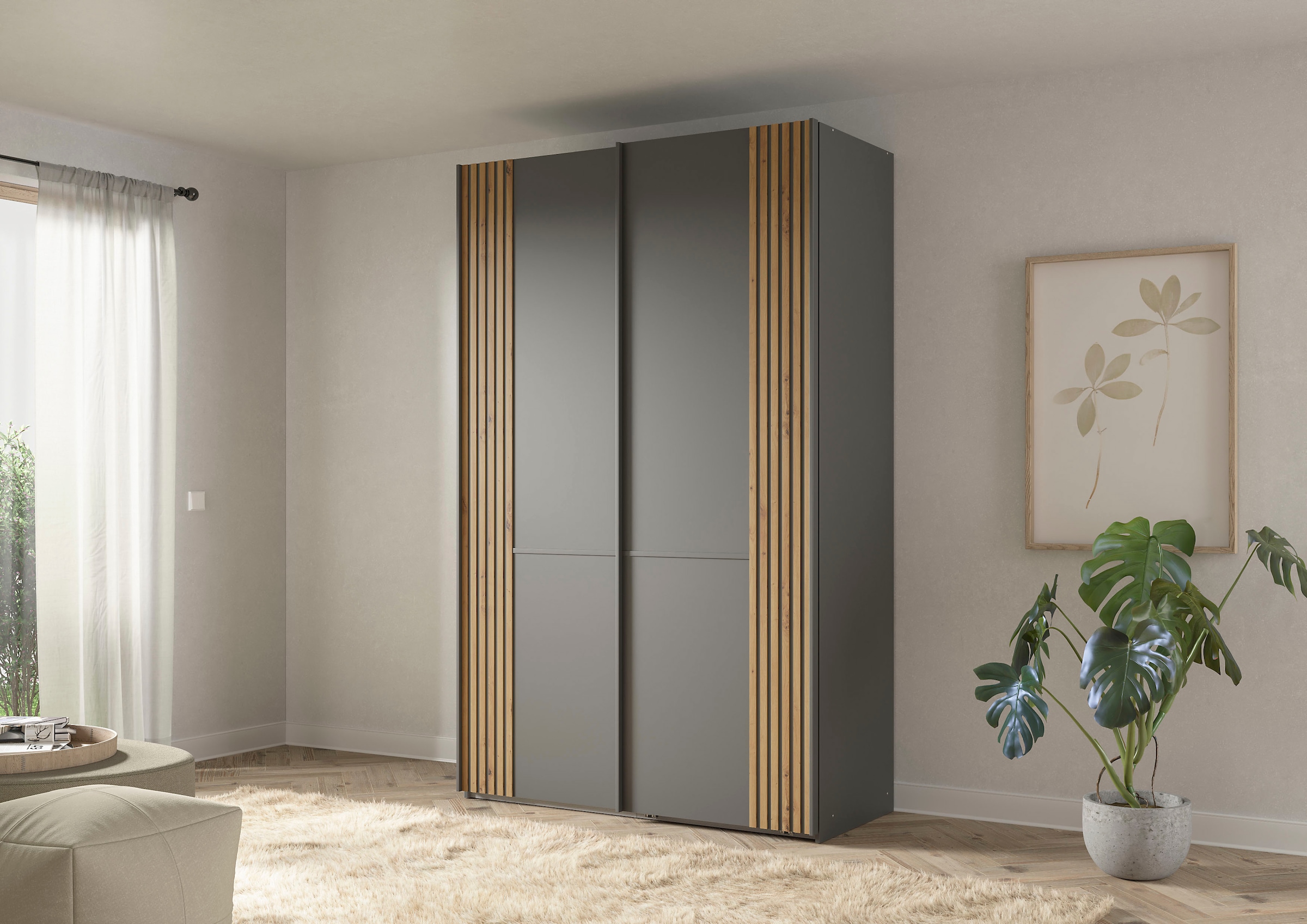 Musterring Schwebetürenschrank »Isabelle«, Türen mit Lamellenoptik, verschiedene Größen und Farben, Höhe 236cm