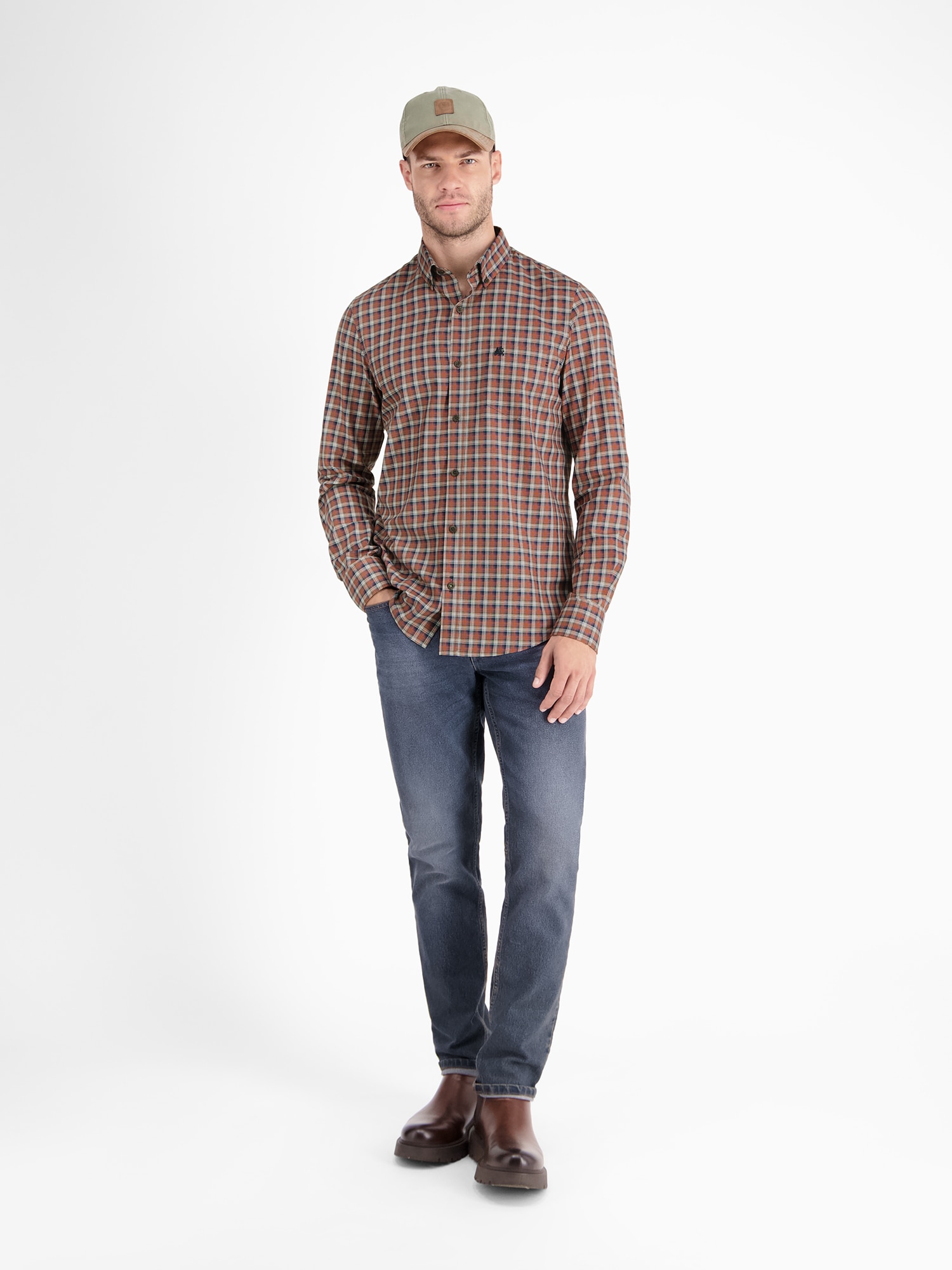 LERROS Karohemd »LERROS Kariertes Herrenhemd mit Button-down-Kragen«